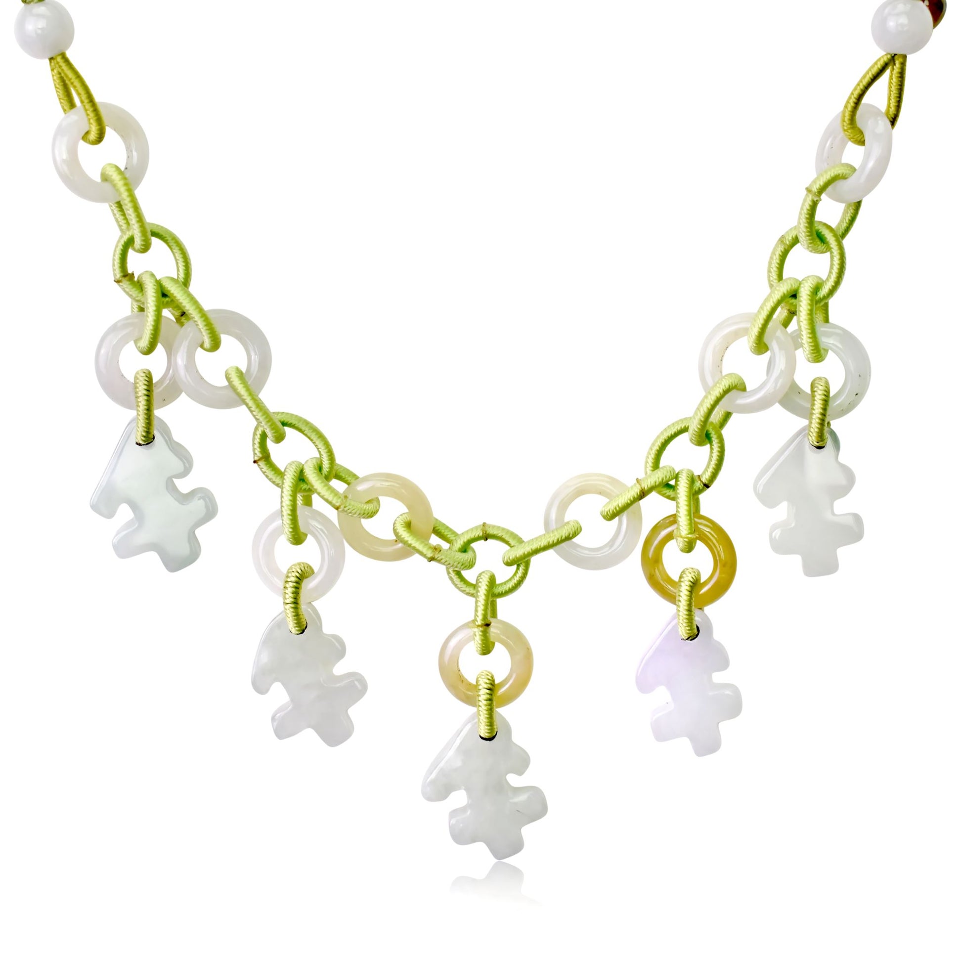 Stand Out with a Brave and Cheerful Jade Sagittarius Pendant made with Lime Cord