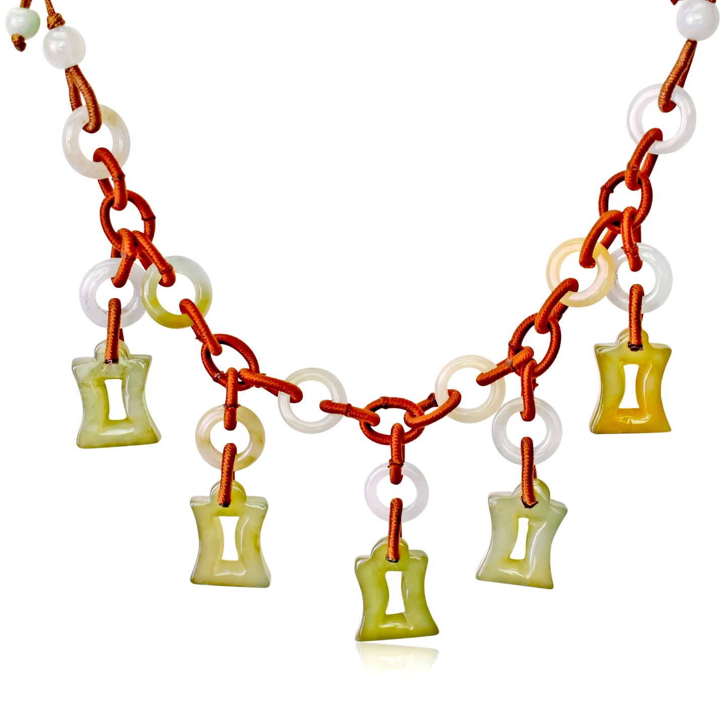 Shine Bright with a Uniquely Crafted Gemini Astrology Jade Necklace made with Brown Cord