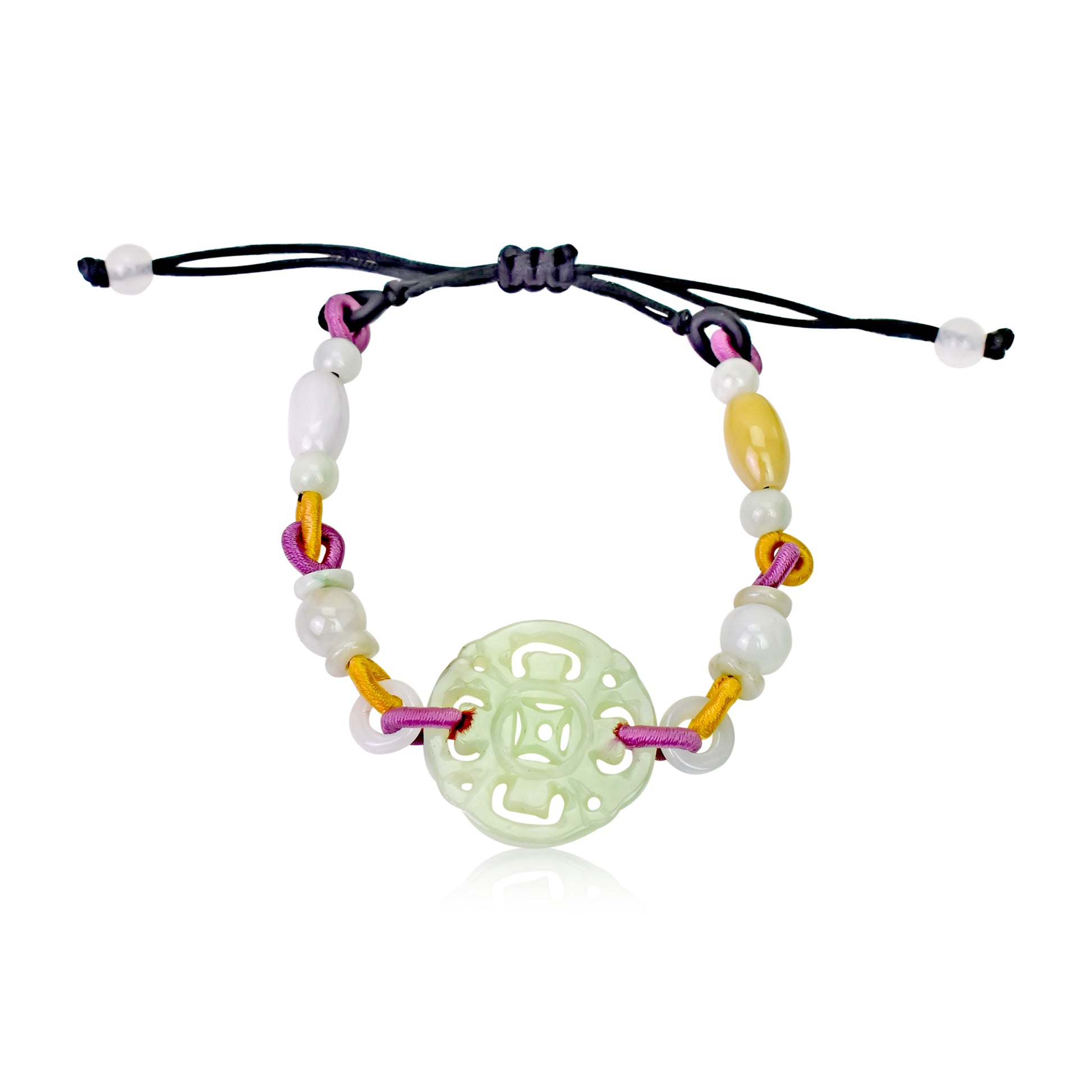Unlock the Power of Ancient Chinese Coins with This Jade Bracelet made with Black Cord