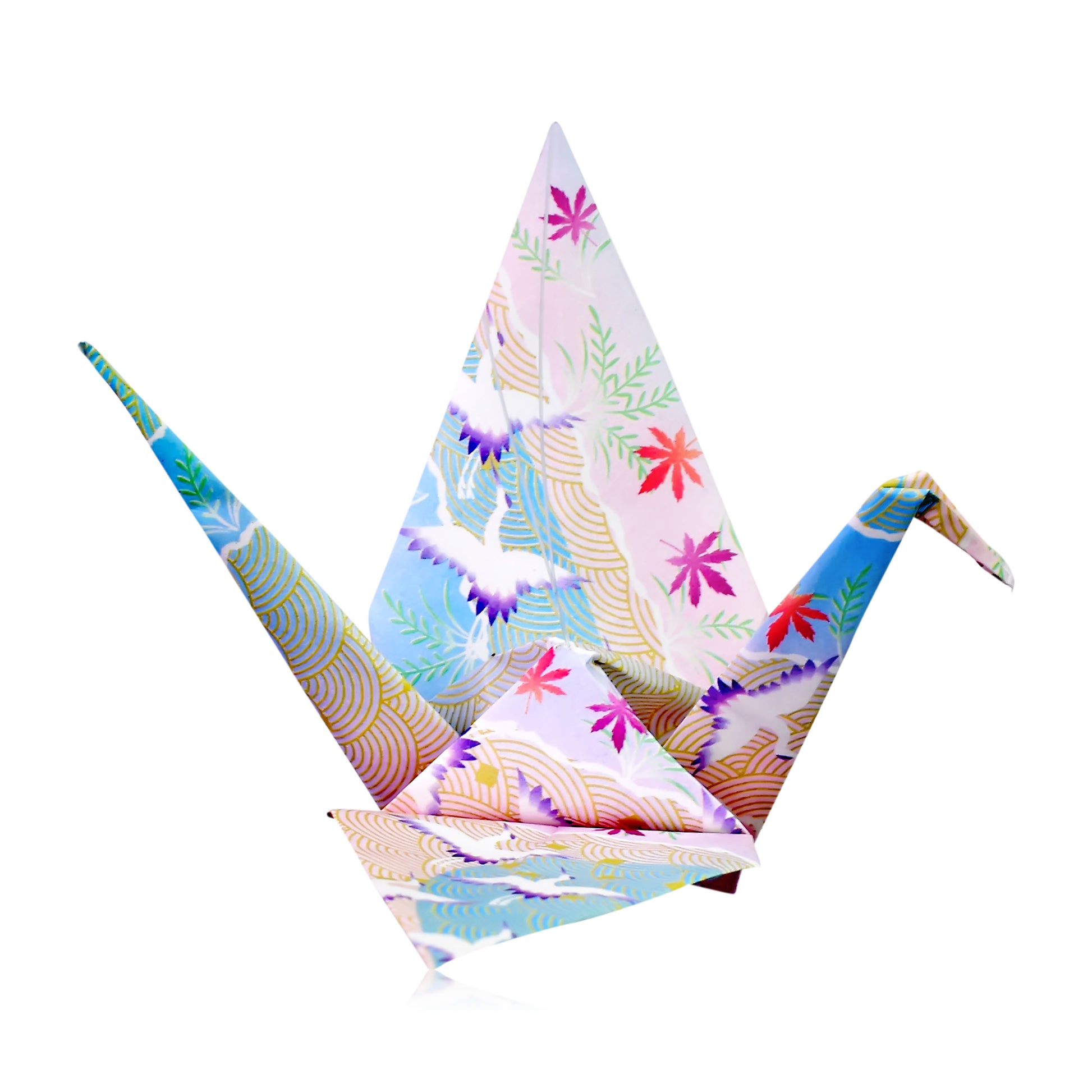 Unique Birthday Gift: Aquamarine March Birthstone & Origami Cranes