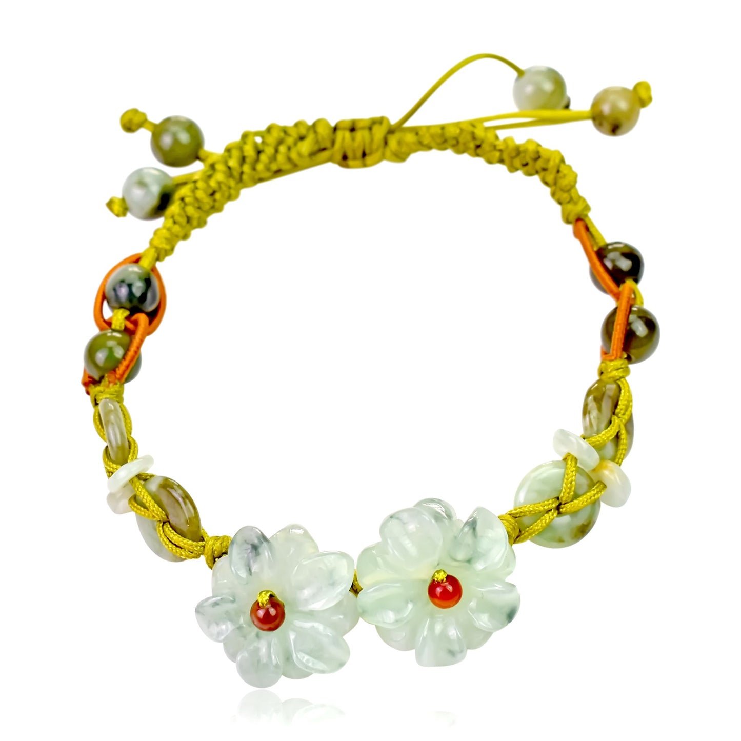 Be Uniquely Stylish with the Double Mums Adjustable Charm Bracelet made with Lime Cord