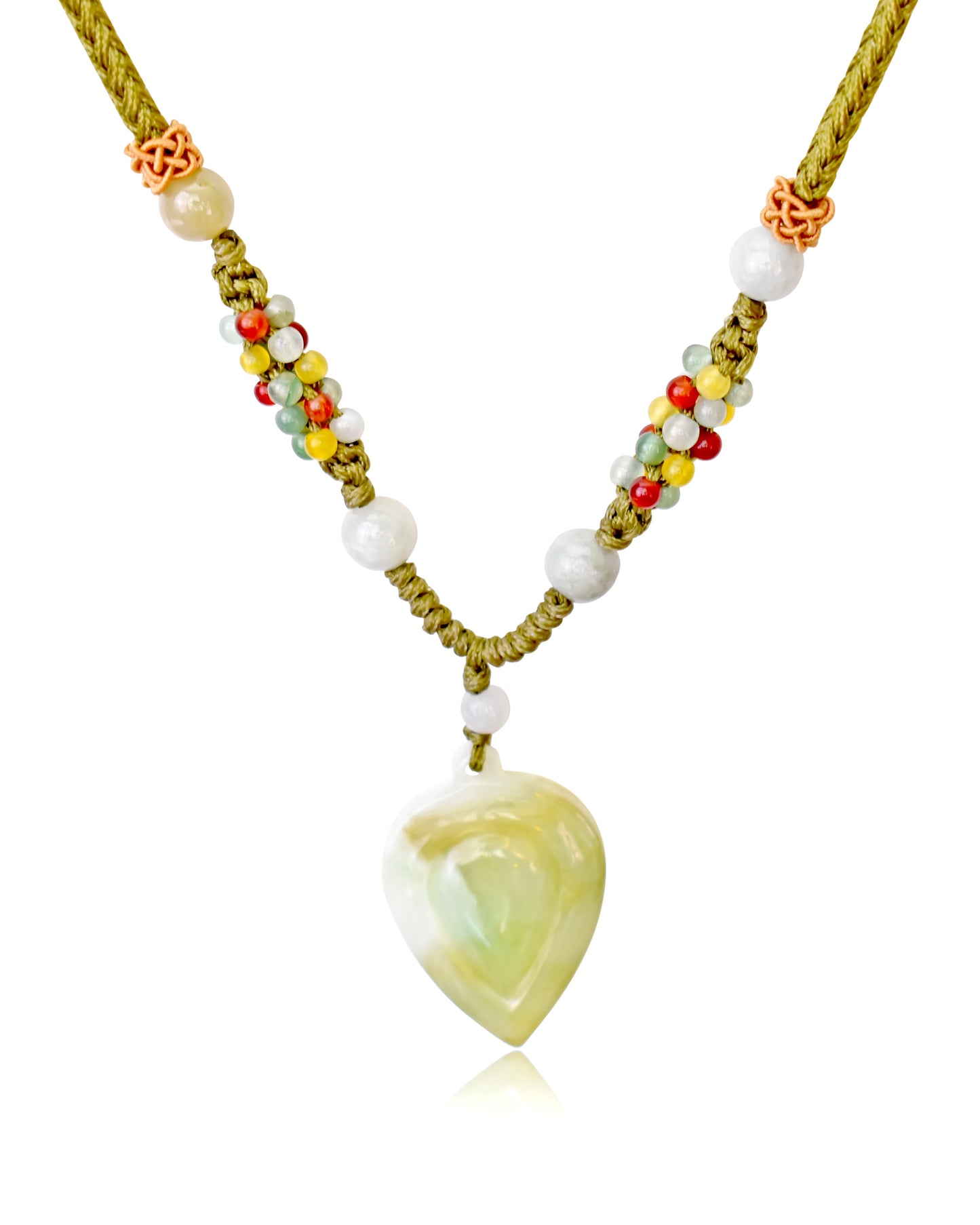 Unlock Your Magical Potential with the Clover Shape Jade Necklace made with Yellow Cord