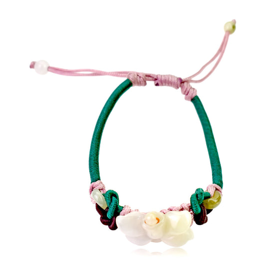 Let the Wild Indigo Flower Jade Bracelet Express Your Free Spirit made with Green Cord