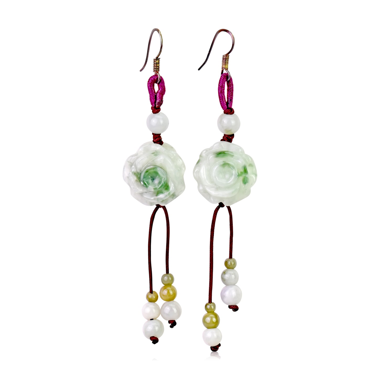 Feel Unique with the Stylish Handmade Rose Blossom Jade Earrings