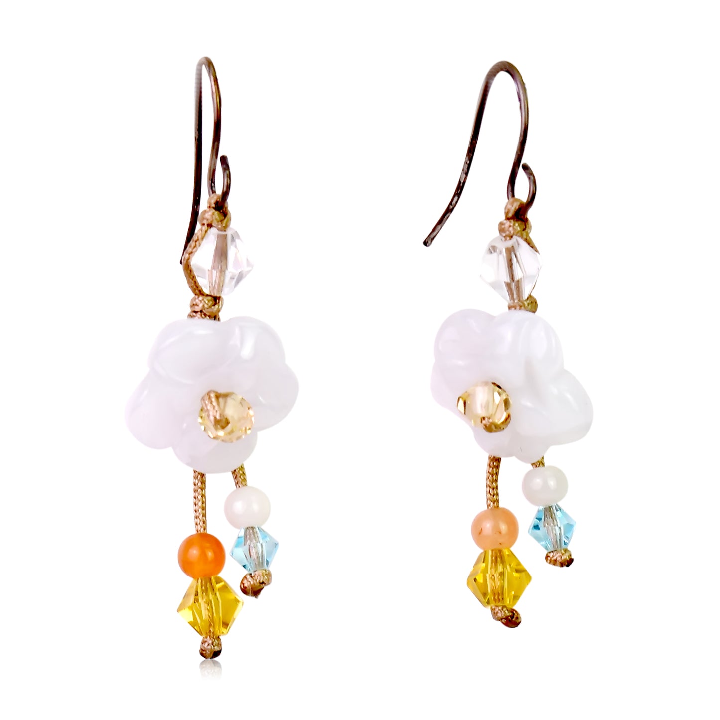 Enhance Your Beauty with Scarlet Pimpernel Flower Jade Earrings