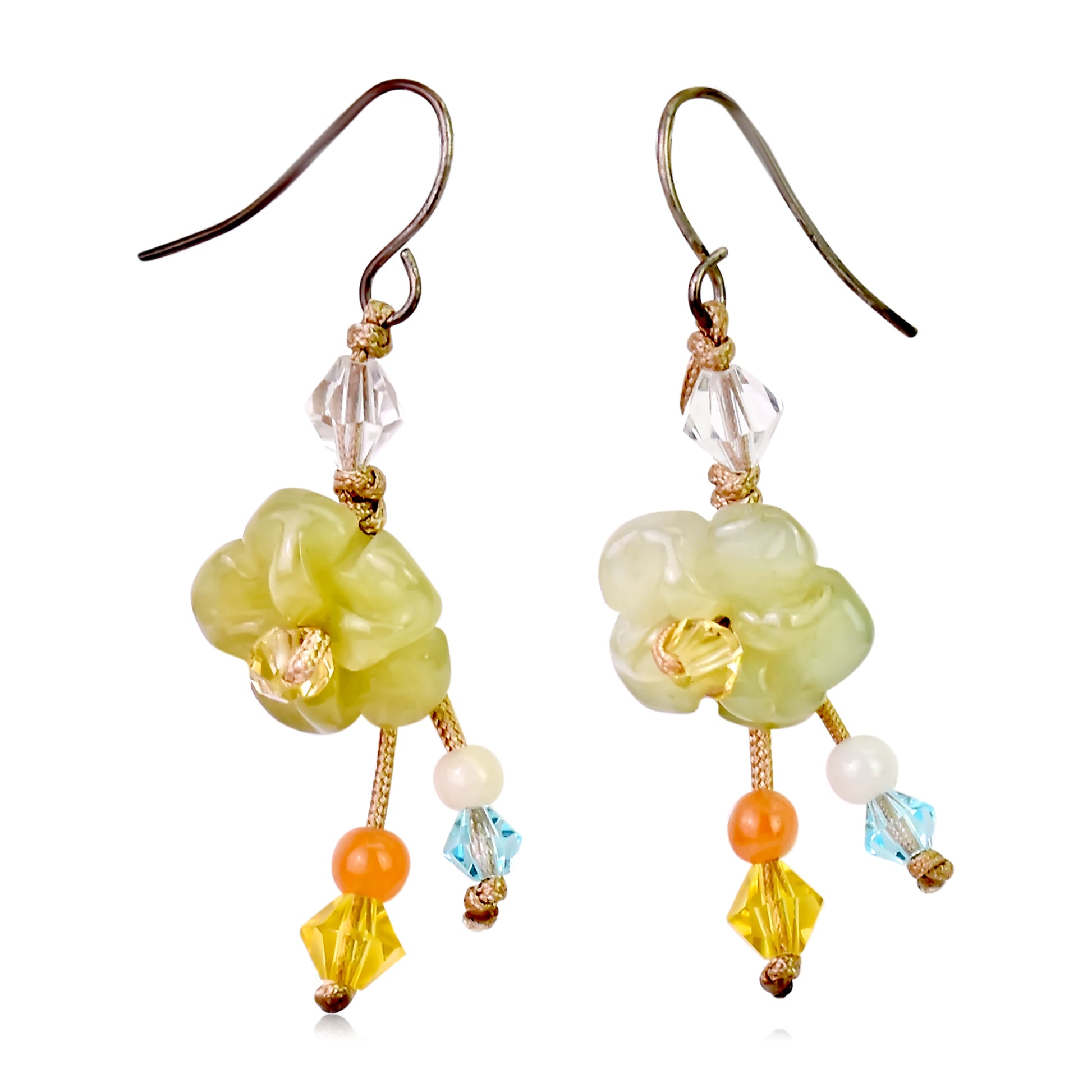 Enhance Your Beauty with Scarlet Pimpernel Flower Jade Earrings