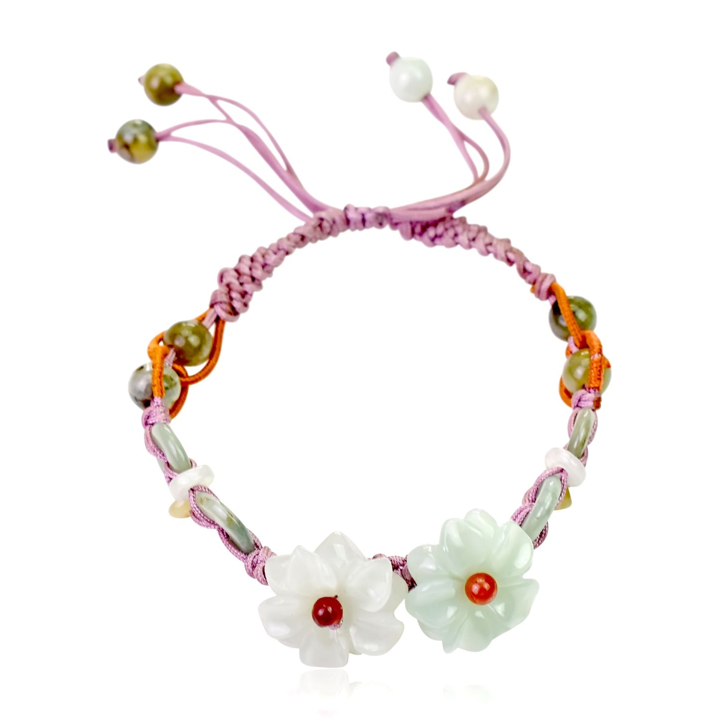 Be Uniquely Stylish with the Double Mums Adjustable Charm Bracelet made with Lavender Cord