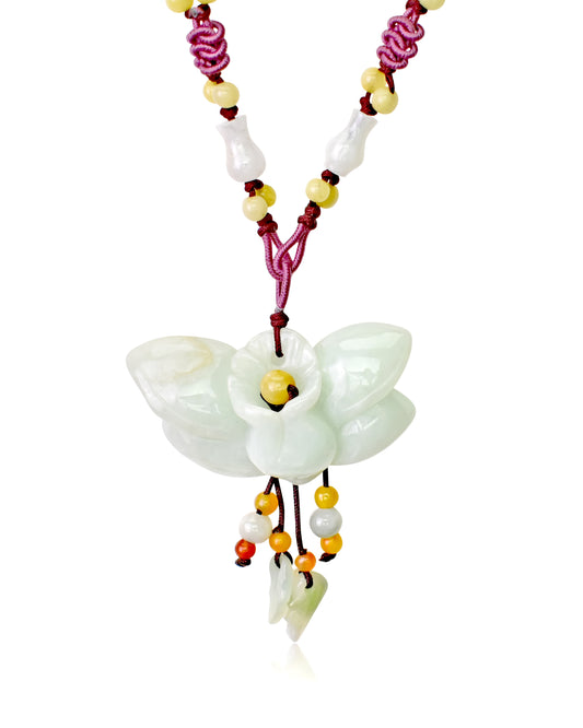 Prodigious Wild Indigo Flower Handmade Jade Necklace