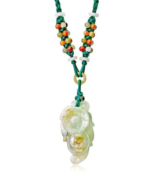 Get Crafted Elegance with orchid Handmade Jade Pendant made with Green Cord