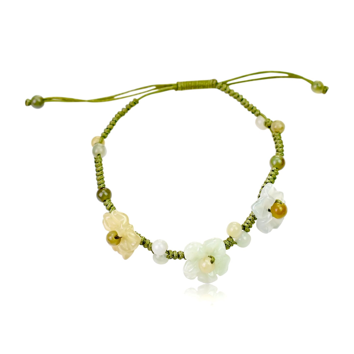 Feel Beautiful: Delicate & Dainty Scarlet Pimpernel Flower Jade Bracelet