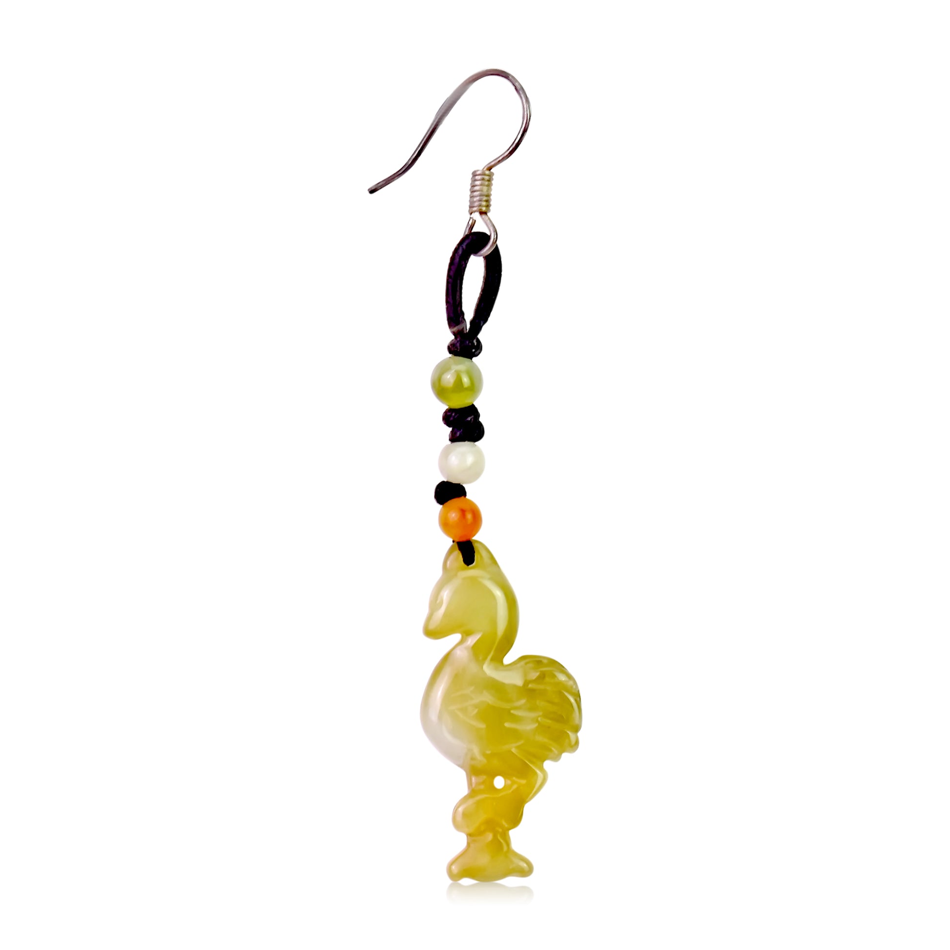 Feel Unique and Beautiful with Flamingo Handmade Jade Earrings made with Black Cord
