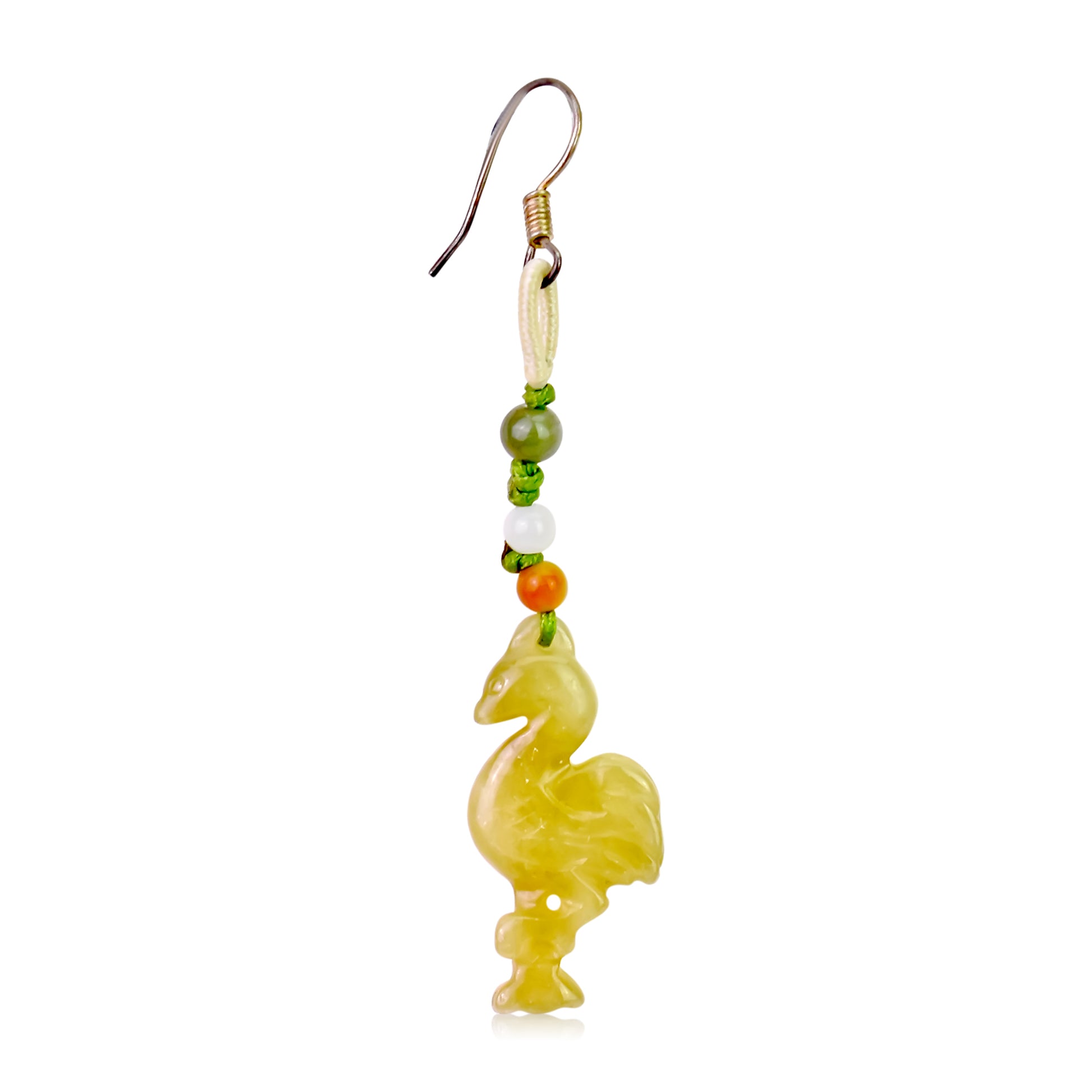 Feel Unique and Beautiful with Flamingo Handmade Jade Earrings made with Lime Cord