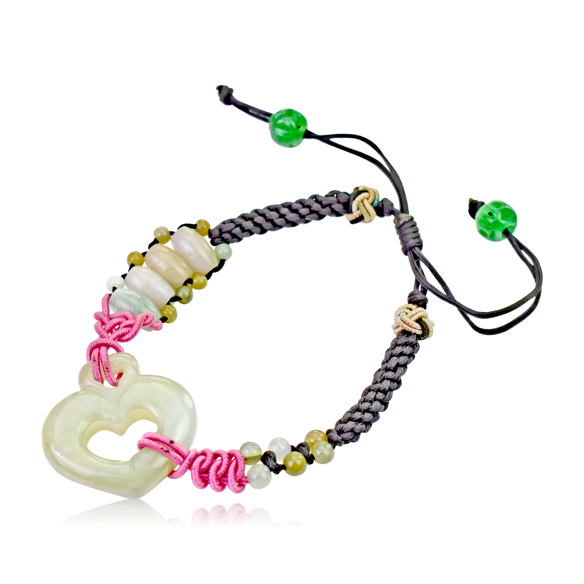 Add a Pop of Color to Your Look with Heart Jade Bracelet