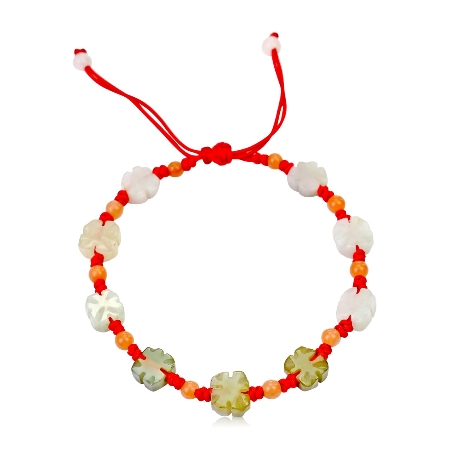 Feel the Fortune of the Four Leaf Clover Jade Bracelet made with Red Cord