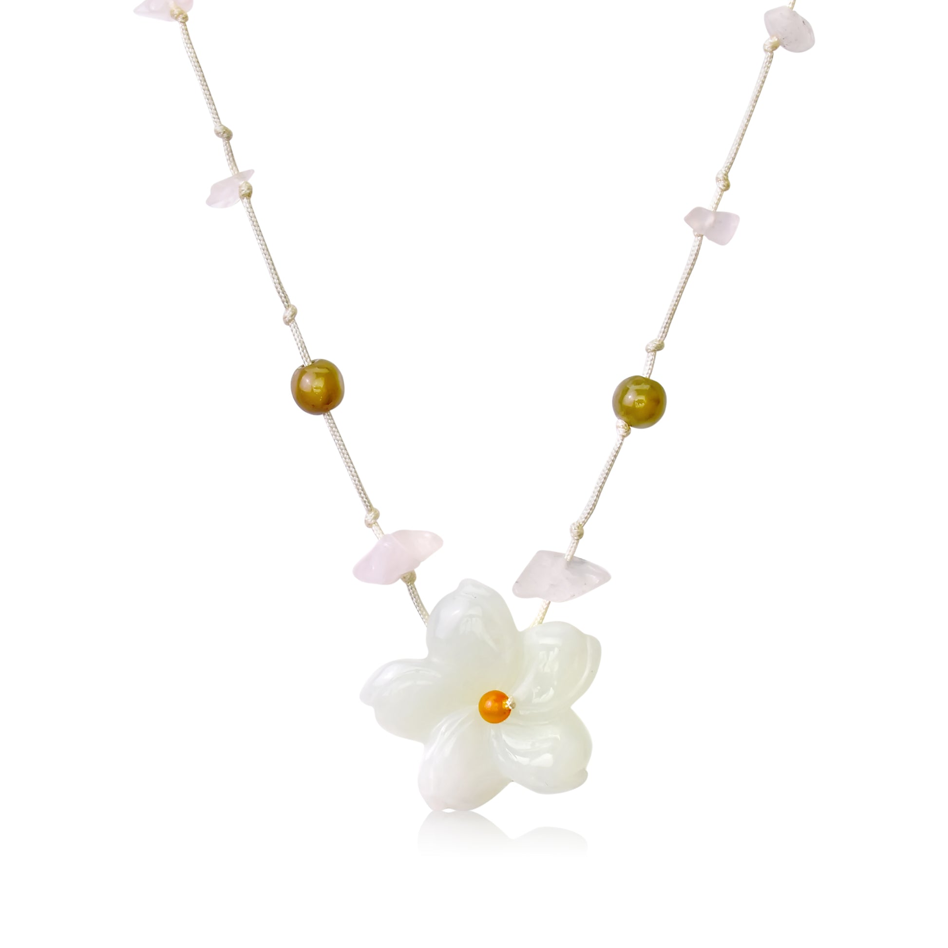 Beautiful Columbine Flower Jade Pendant - A Gift that Lasts!