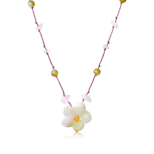 Beautiful Columbine Flower Jade Pendant - A Gift that Lasts!