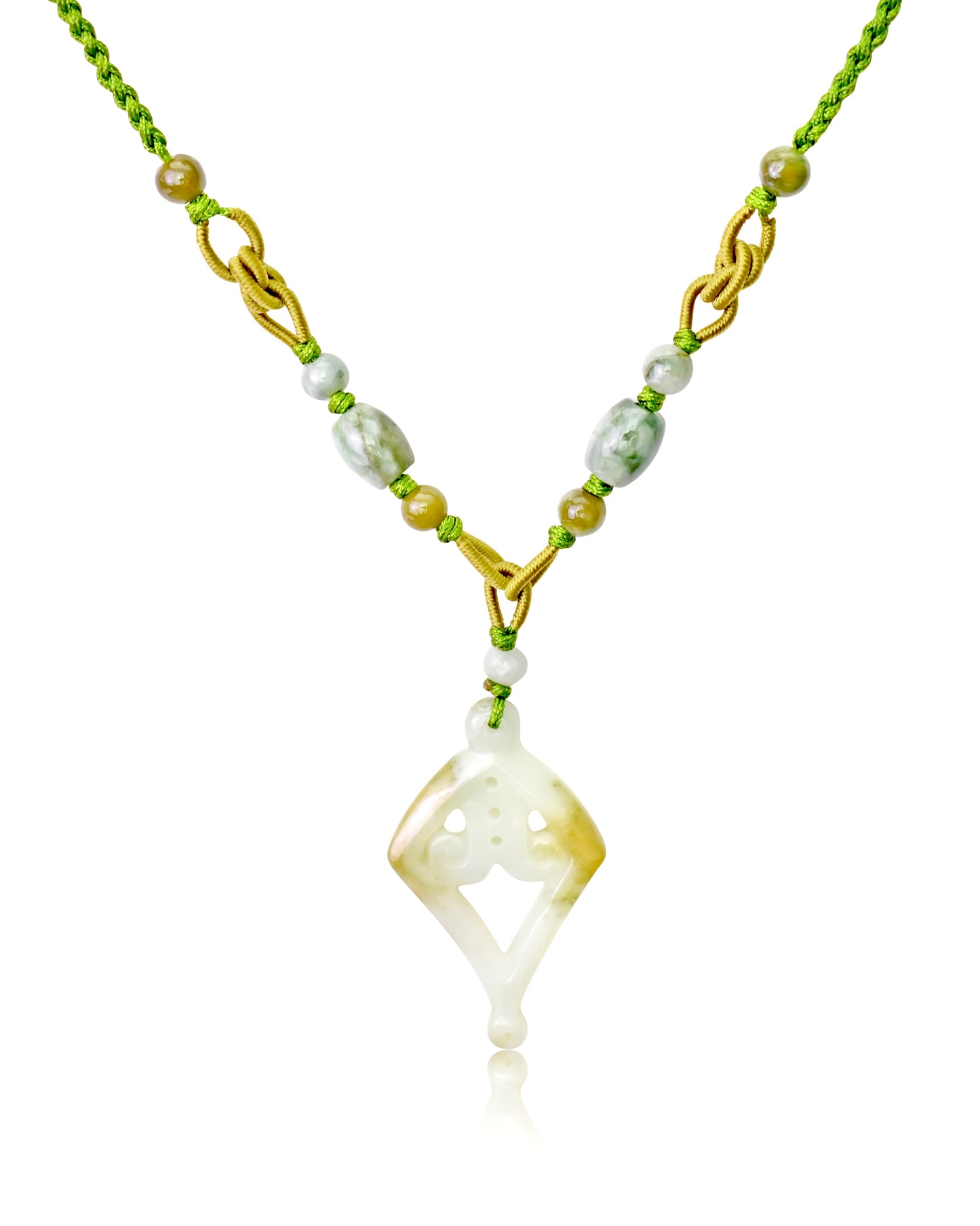 Be Uniquely You with Diamond and Lace Jade Necklace Pendant made with Lime Cord