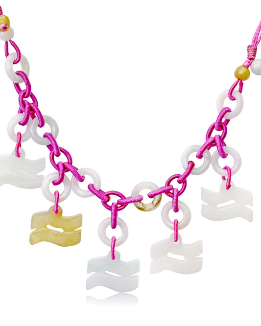 Aquarius Astrology Handmade Jade Necklace Pendant made with Purple Cord