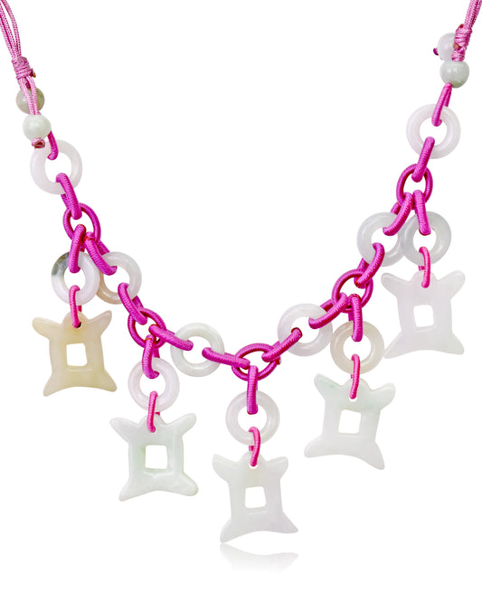 Shine Bright with a Uniquely Crafted Gemini Astrology Jade Necklace made with Lavender Cord