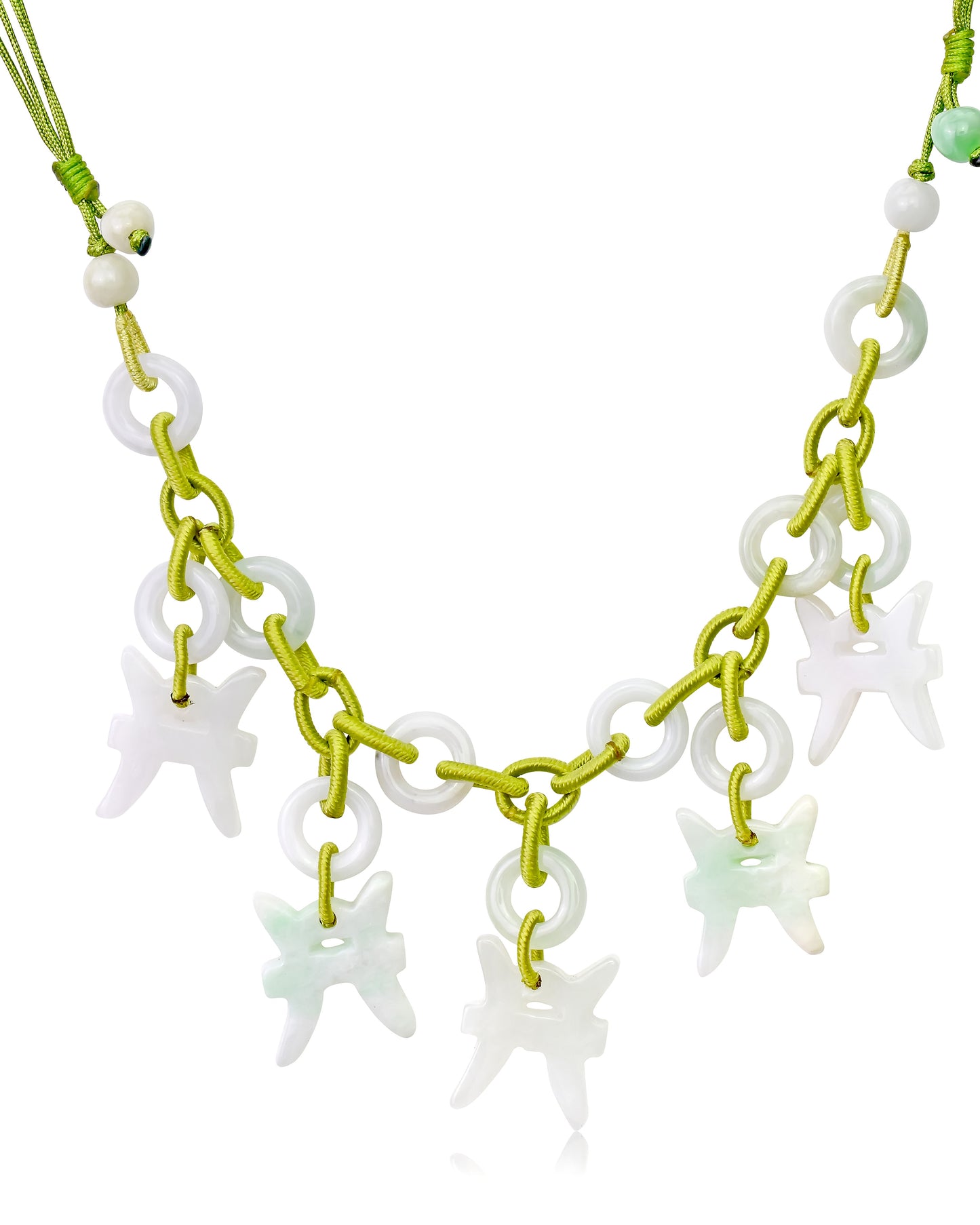 Look Mysterious and Alluring with Pisces Astrology Jade Necklace made with Lime Cord