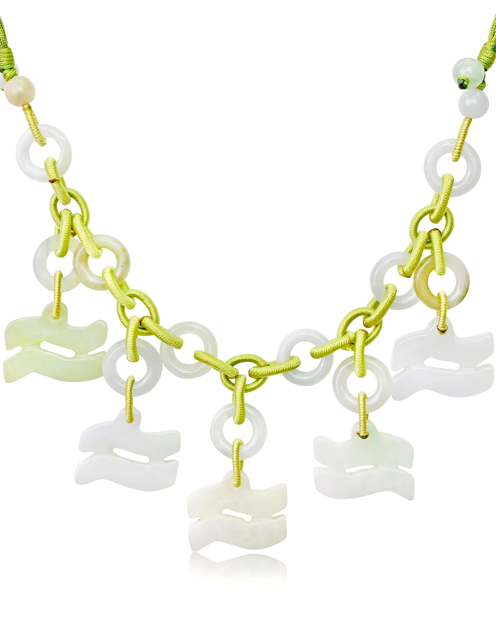 Aquarius Astrology Handmade Jade Necklace Pendant made with Lime Cord