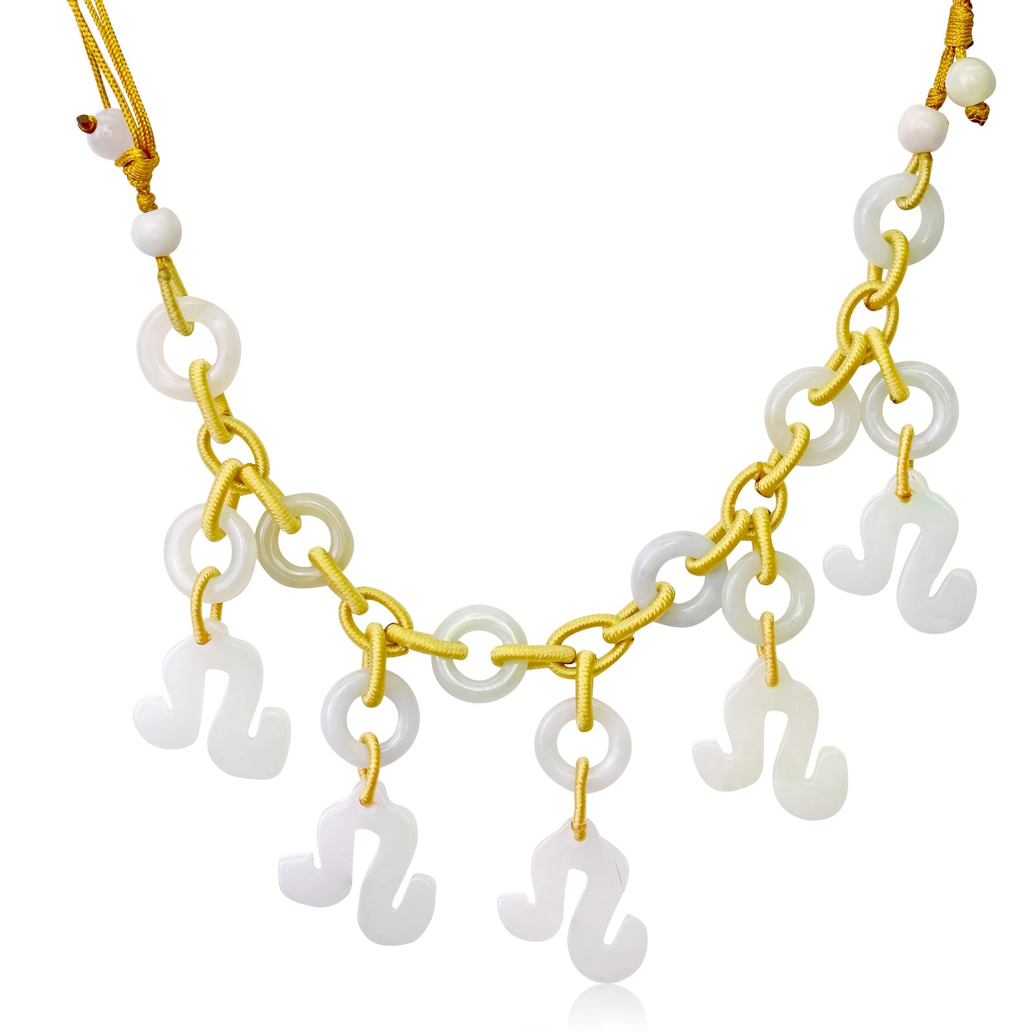 Stand Out with a Uniquely Crafted Leo Handmade Jade Necklace made with Yellow Cord