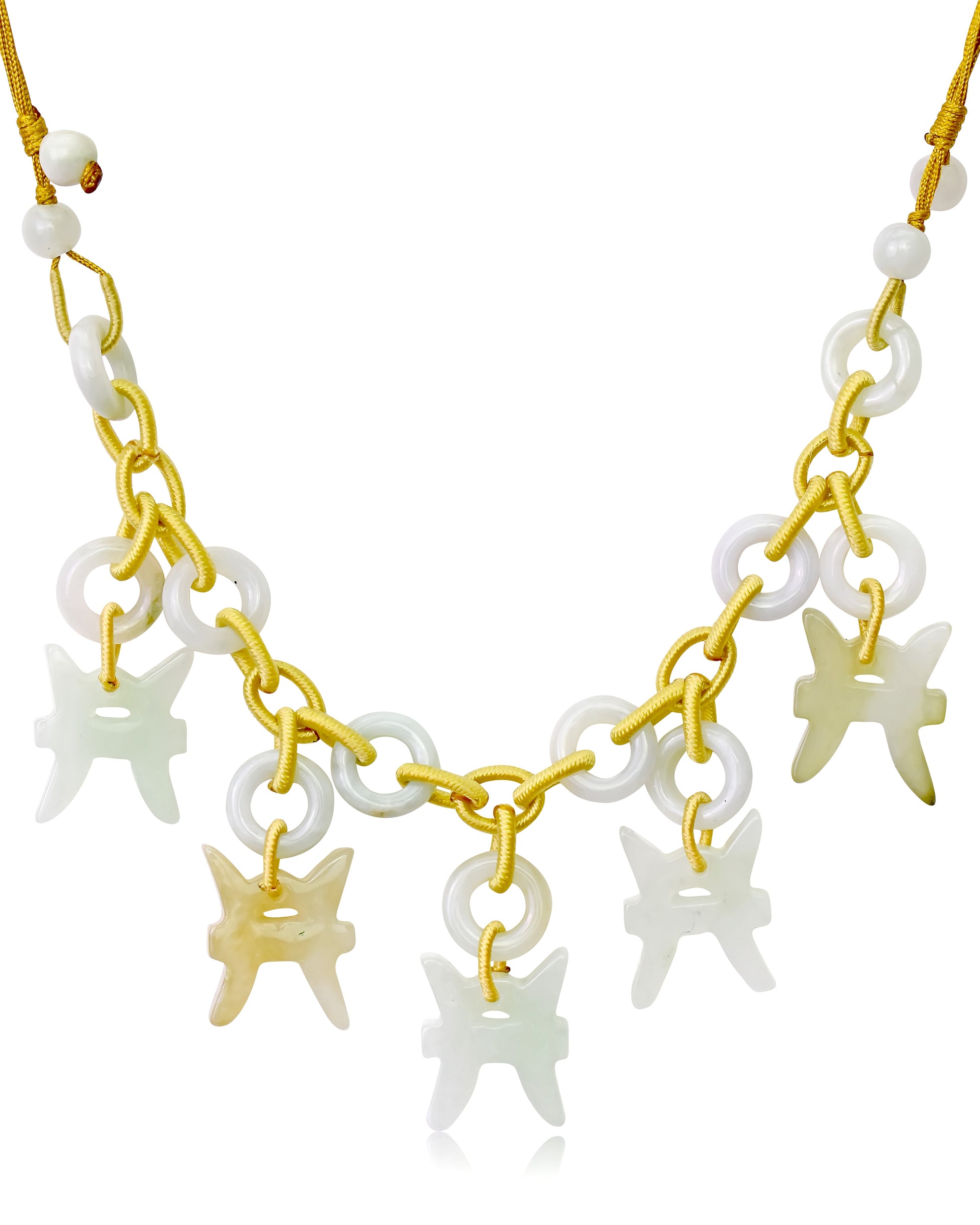 Look Mysterious and Alluring with Pisces Astrology Jade Necklace made with Yellow Cord