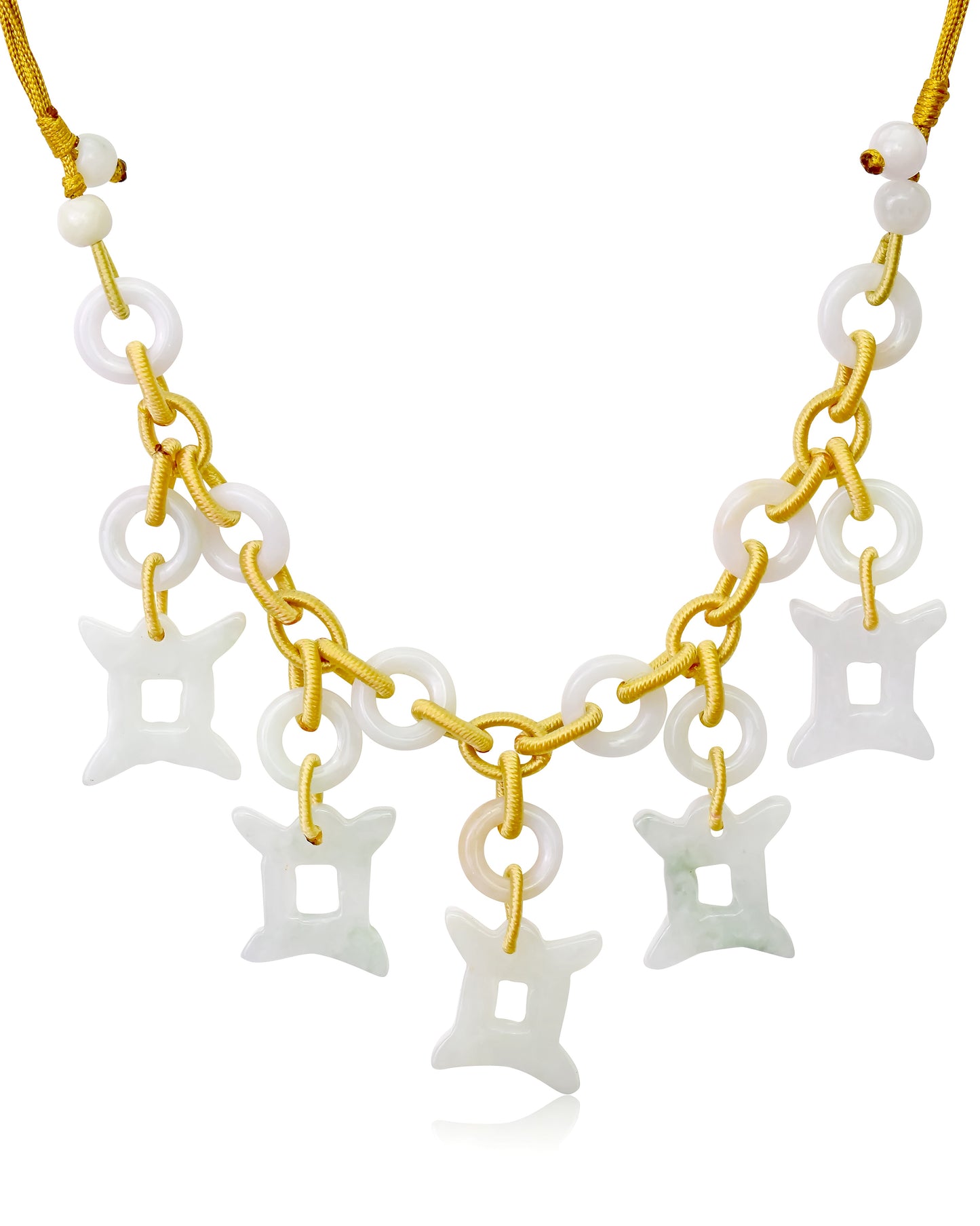 Shine Bright with a Uniquely Crafted Gemini Astrology Jade Necklace made with Yellow  Cord