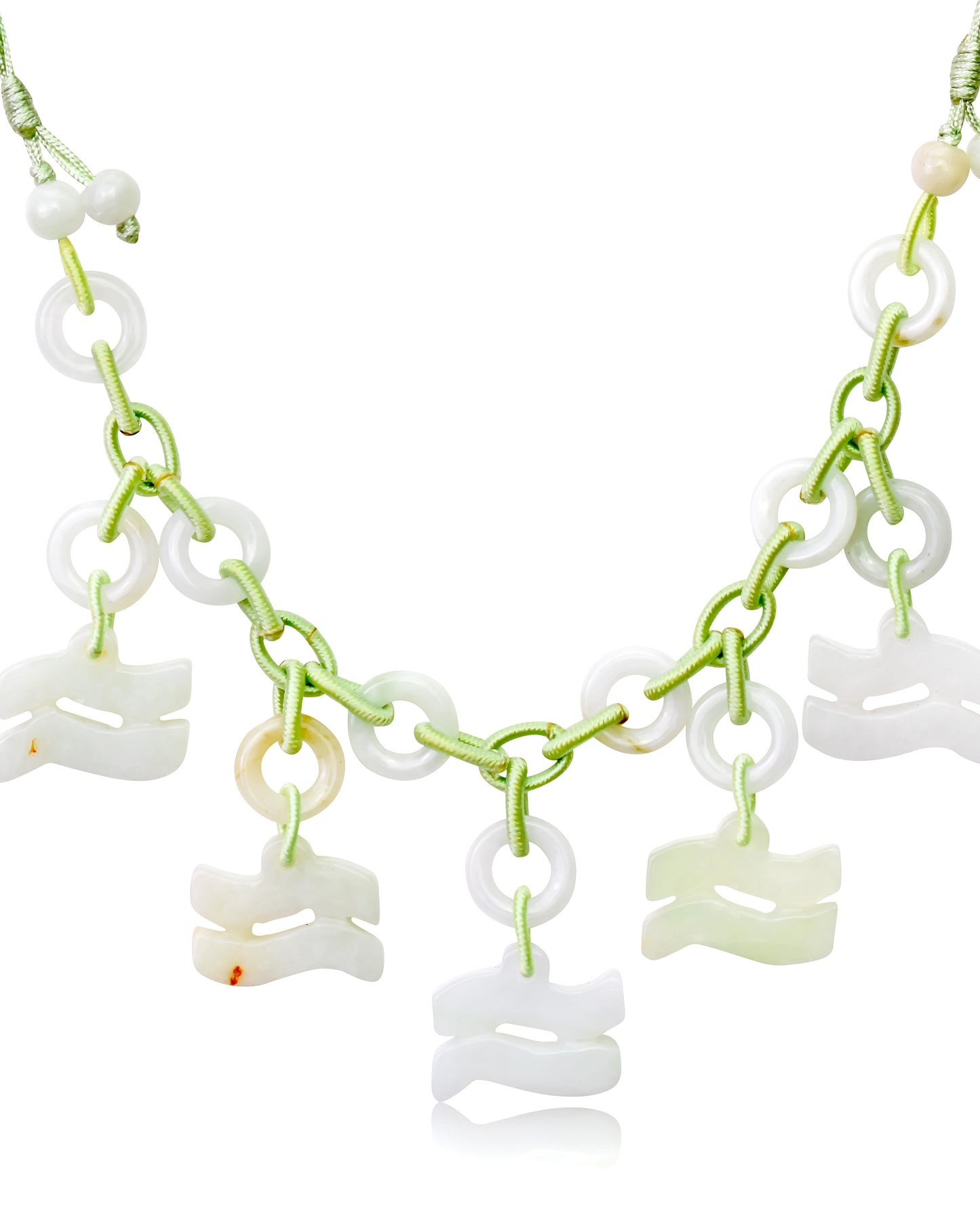 Aquarius Astrology Handmade Jade Necklace Pendant made with Sea Green Cord