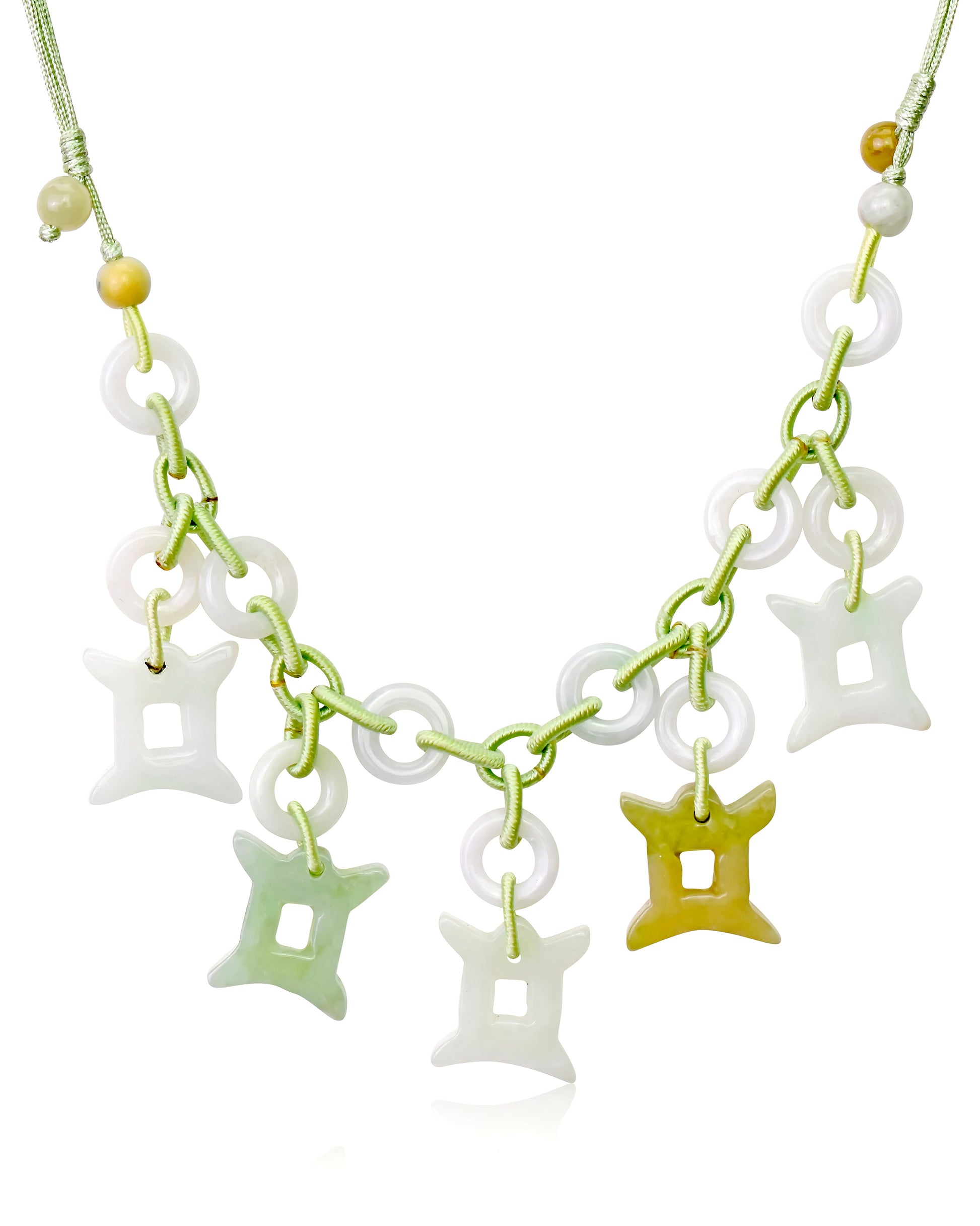 Shine Bright with a Uniquely Crafted Gemini Astrology Jade Necklace made with Sea Green Cord