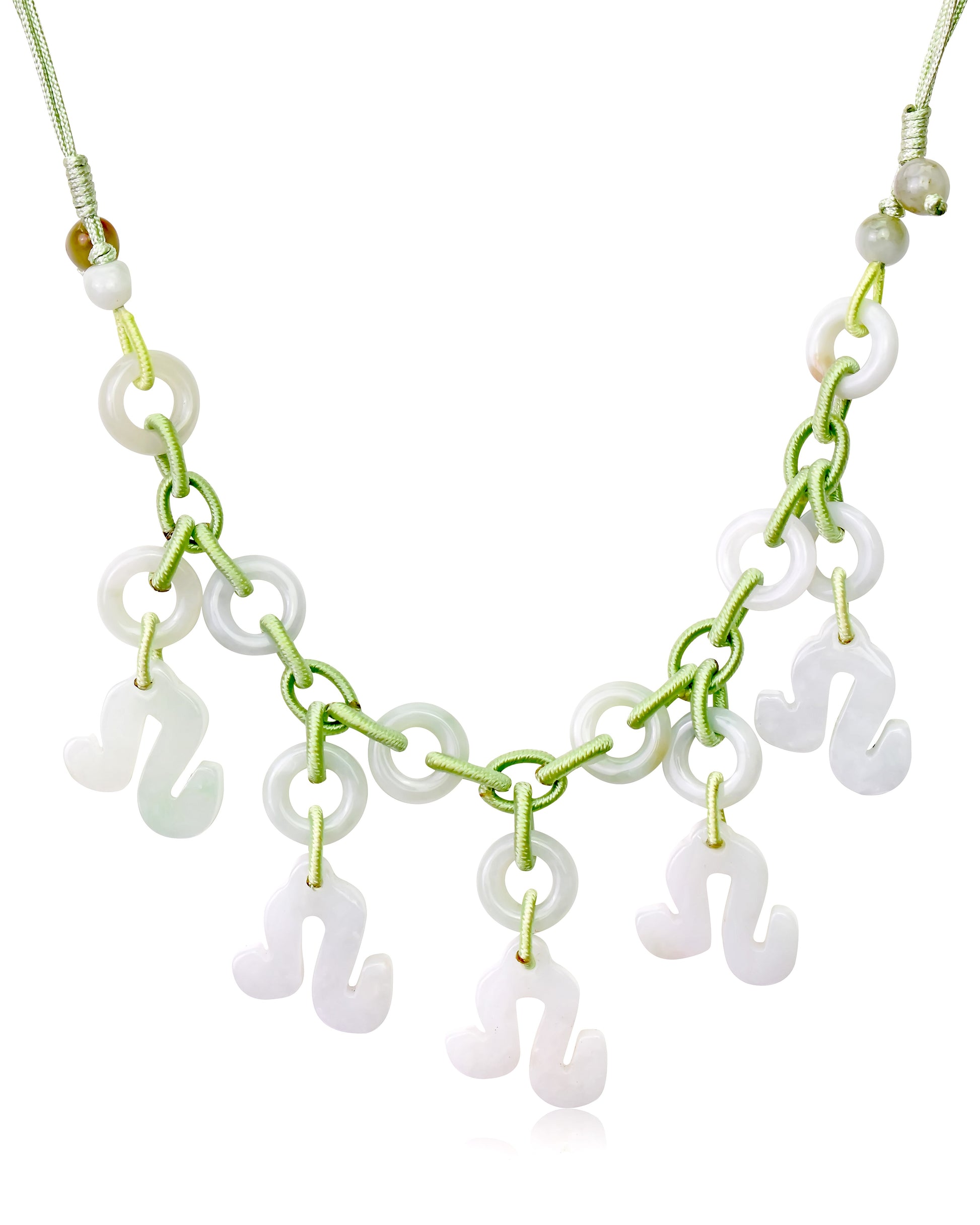Stand Out with a Uniquely Crafted Leo Handmade Jade Necklace made with Sea Green Cord