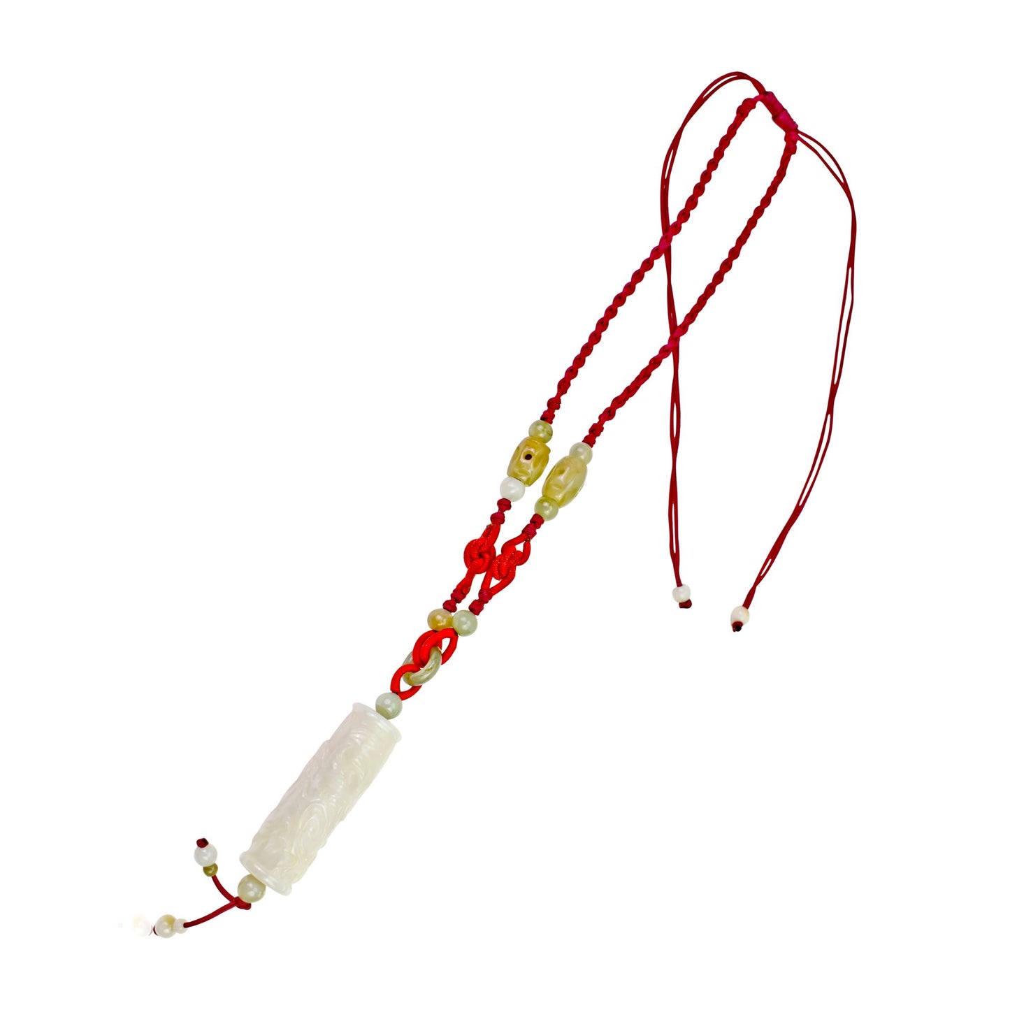 Shine with this Remarkable Masterpiece Dragon Handcrafted Jade Necklace made with Red Cord