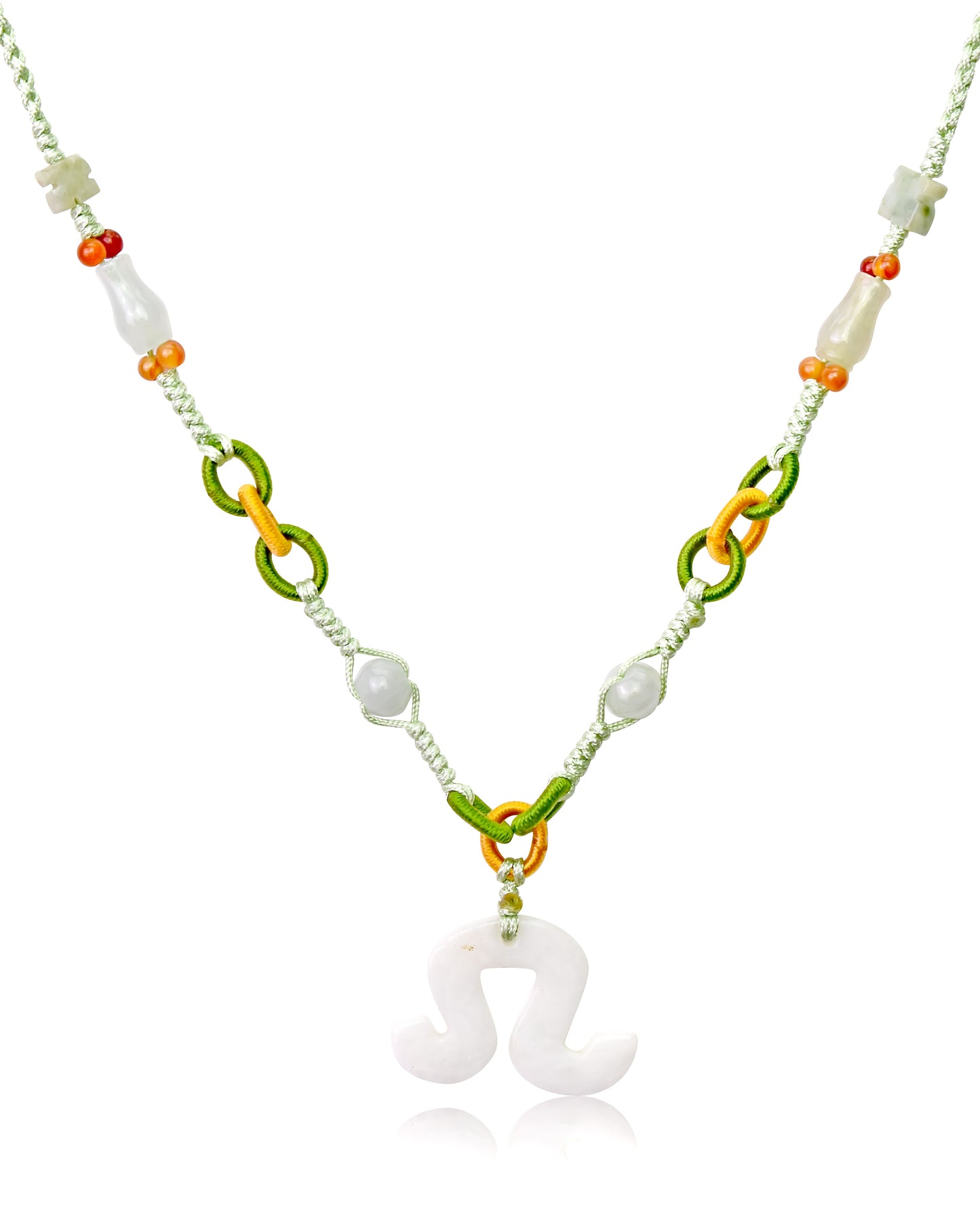 Celebrate Your Leo Powerful Pride with a Handcrafted Jade Necklace made with Sea Green Cord