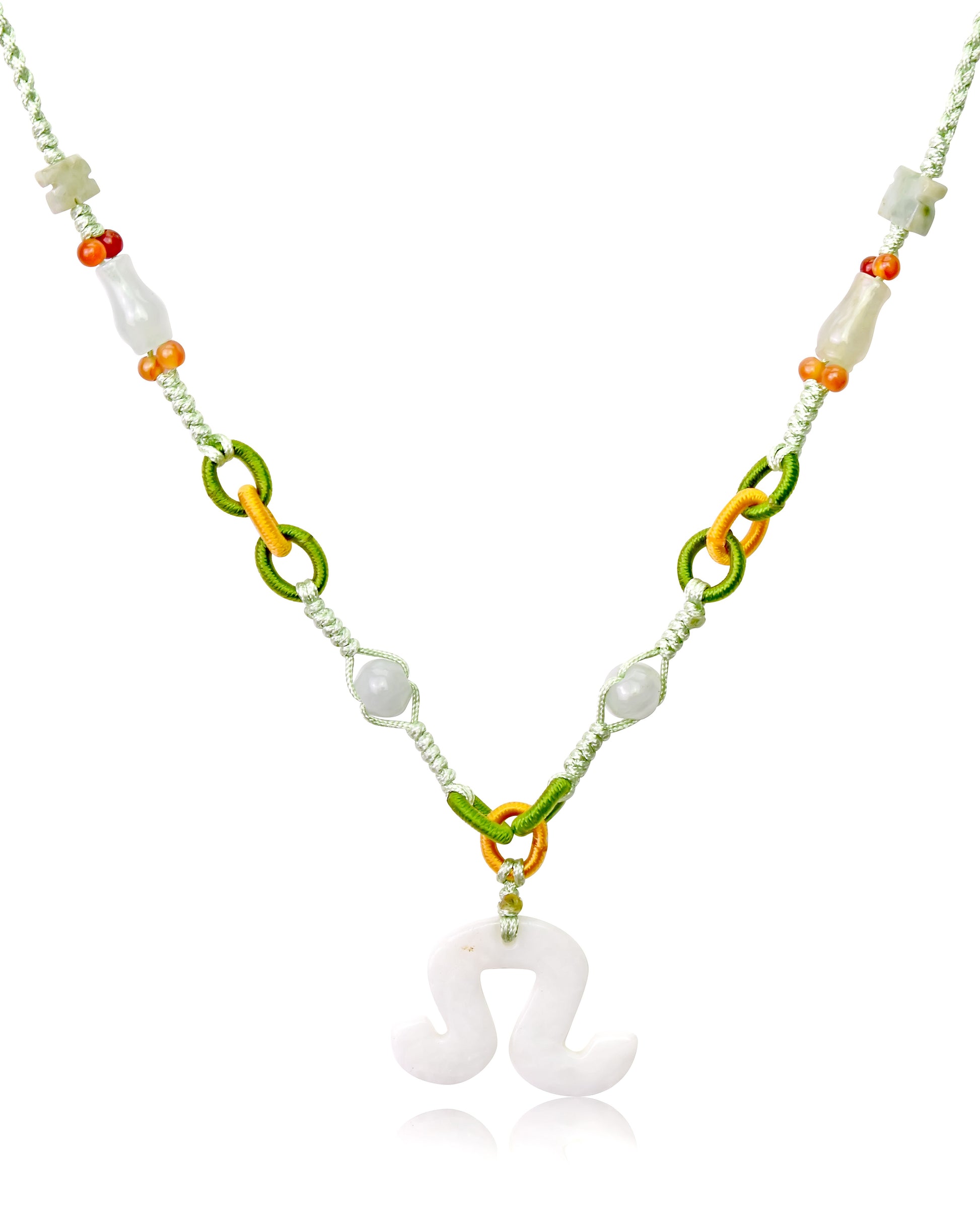 Celebrate Your Leo Powerful Pride with a Handcrafted Jade Necklace made with Sea Green Cord