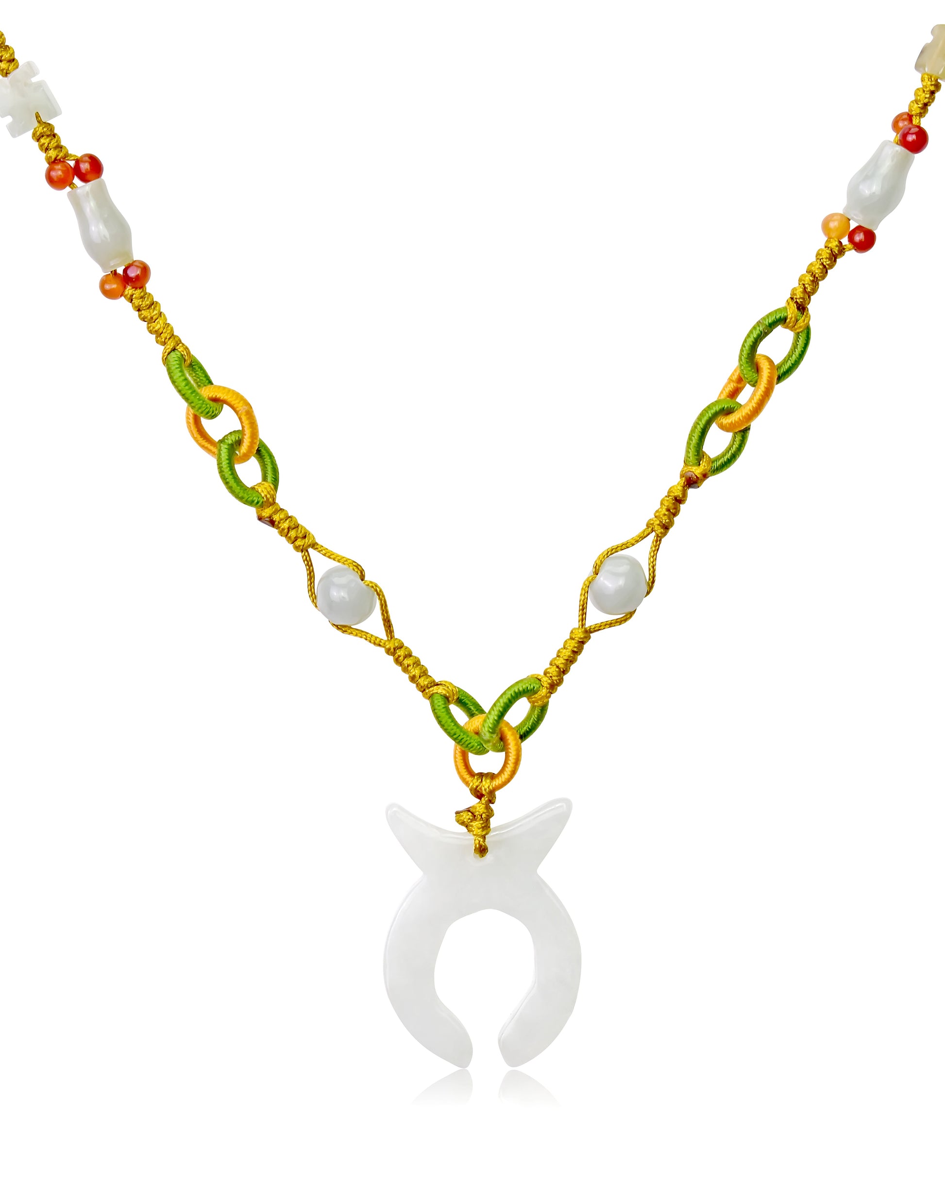 Stand Out with the Taurus Astrology Handmade Jade Necklace made with Yellow Cord