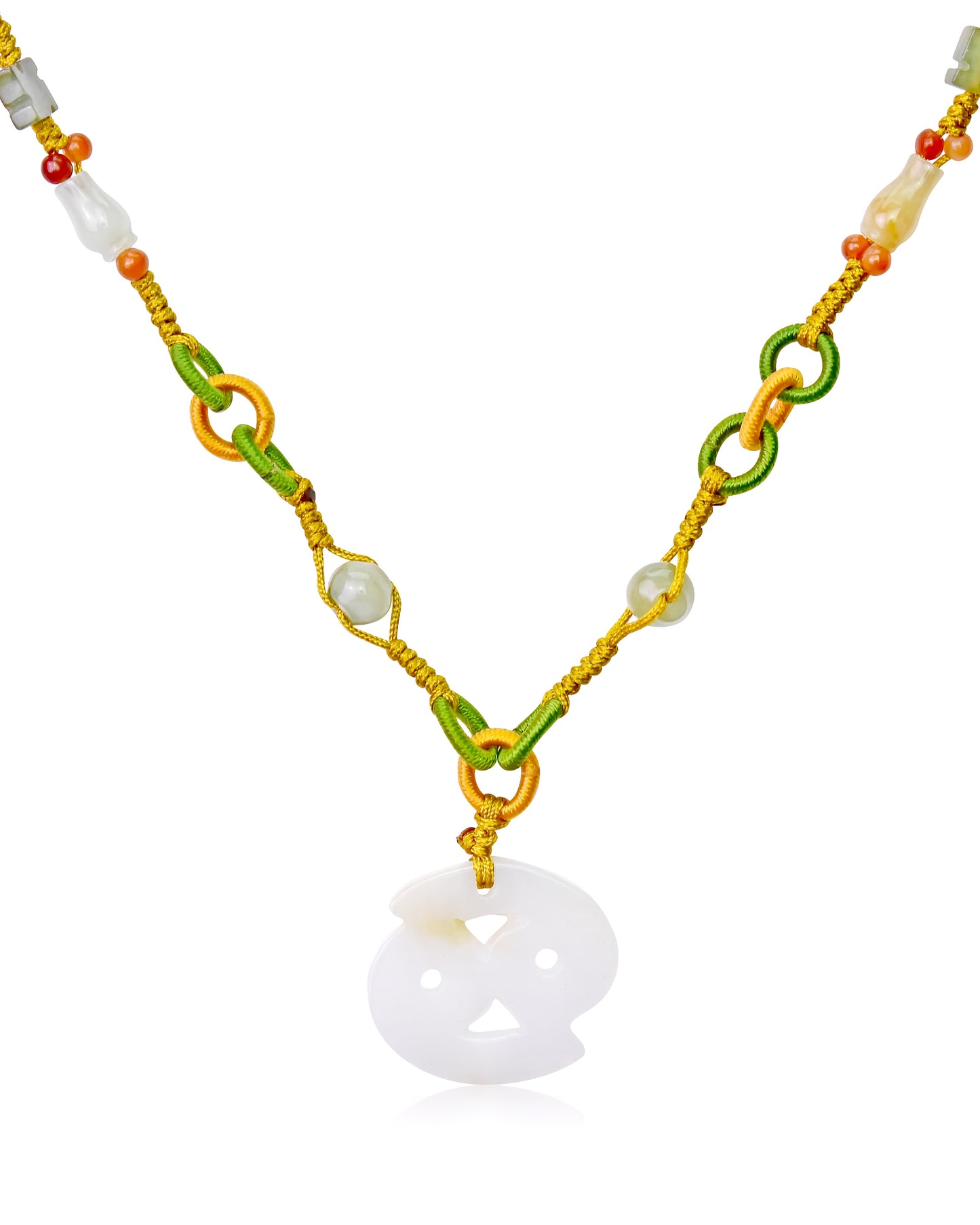 Make a Unique Statement: Cancer Zodiac Sign Jade Pendant Necklace made with Yellow Cord