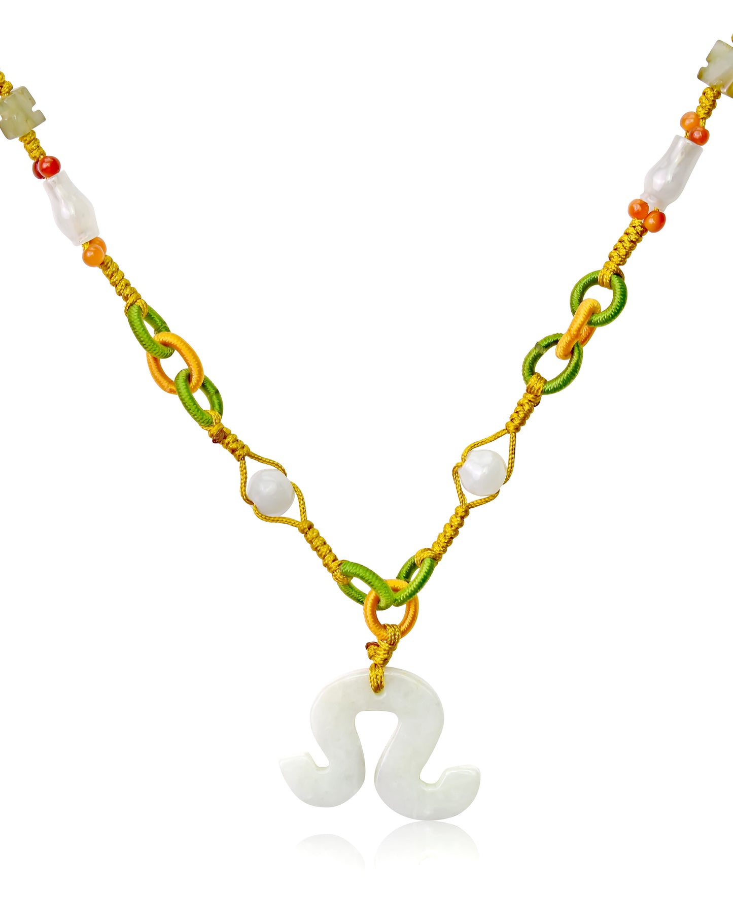 Celebrate Your Leo Powerful Pride with a Handcrafted Jade Necklace made with Yellow Cord