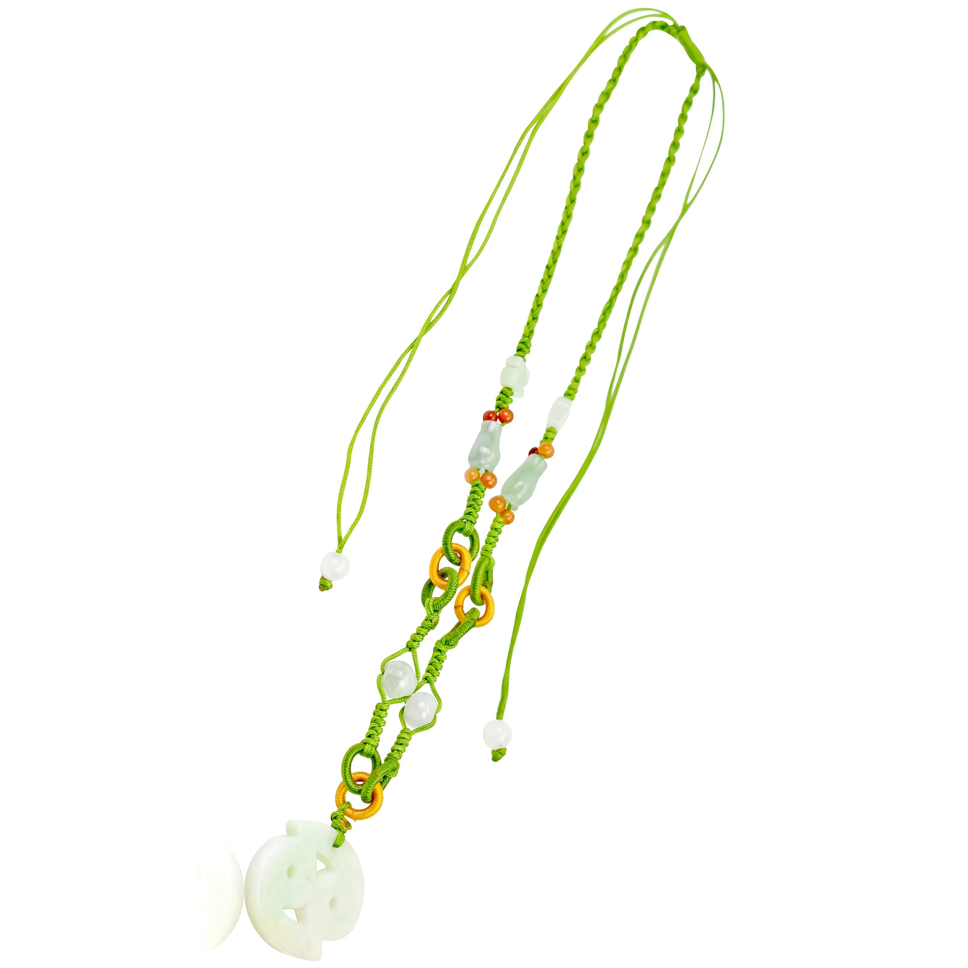 Make a Unique Statement: Cancer Zodiac Sign Jade Pendant Necklace made with Lime Cord