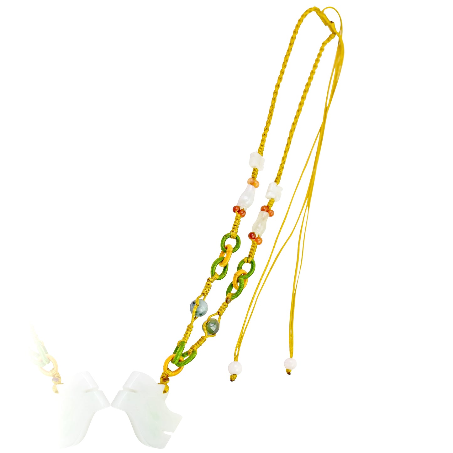 Aquarius Astrology Handmade Jade Necklace Single Pendant with Yellow Cord