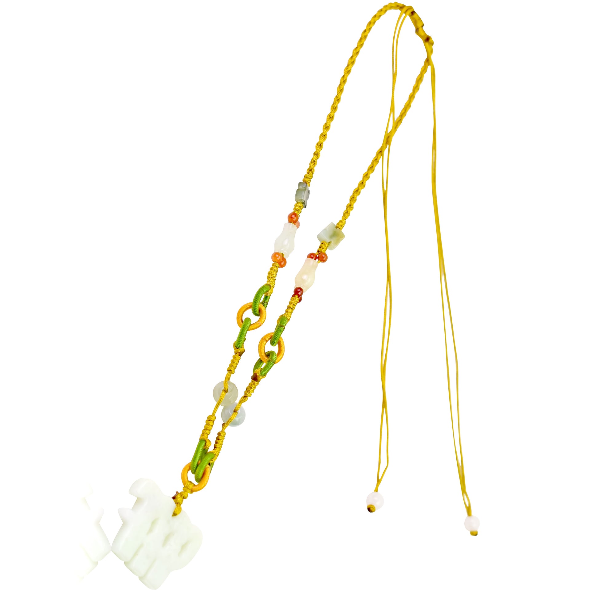 Celebrate Your Virgo Balance Nature with a Handcrafted Jade Necklace made with Yellow Cord