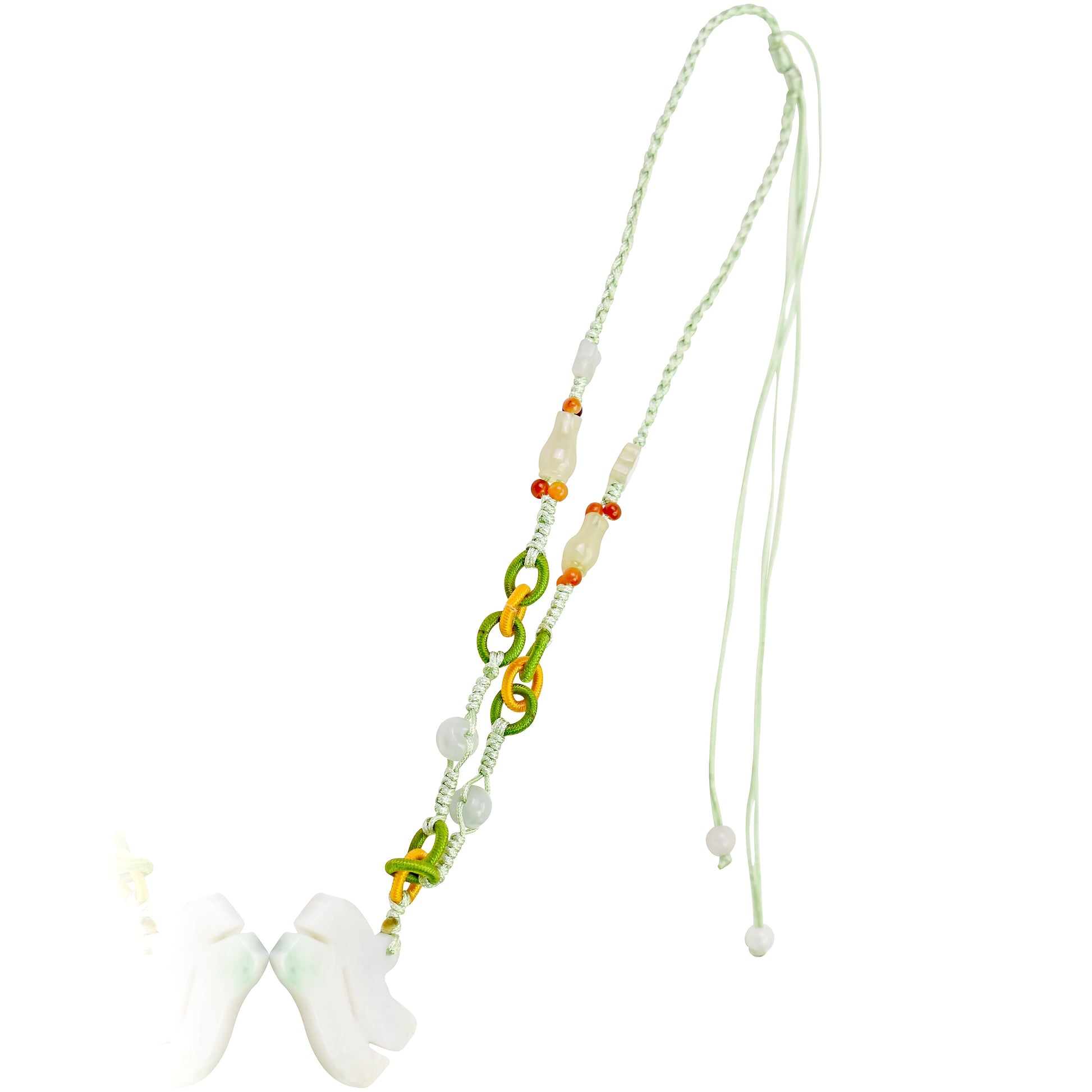 Aquarius Astrology Handmade Jade Necklace Single Pendant with Sea Green Cord