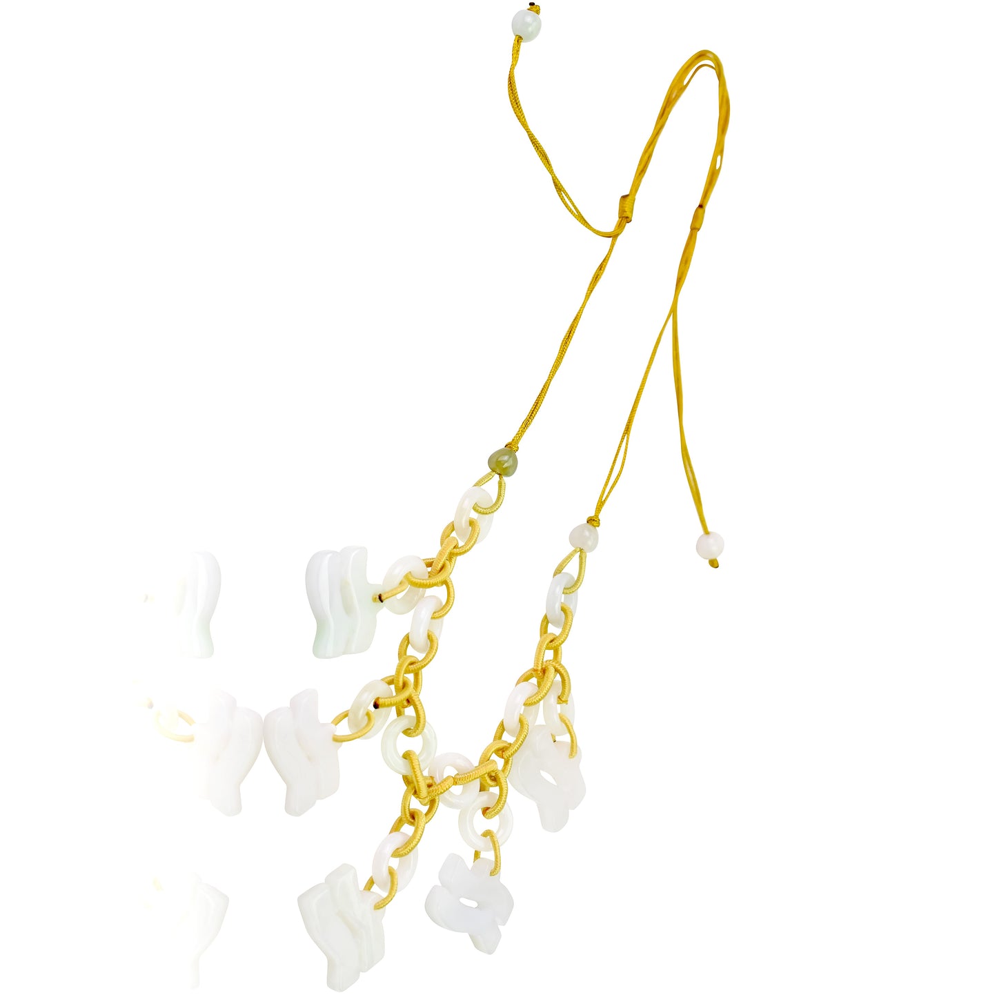 Aquarius Astrology Handmade Jade Necklace Pendant with Yellow Cord