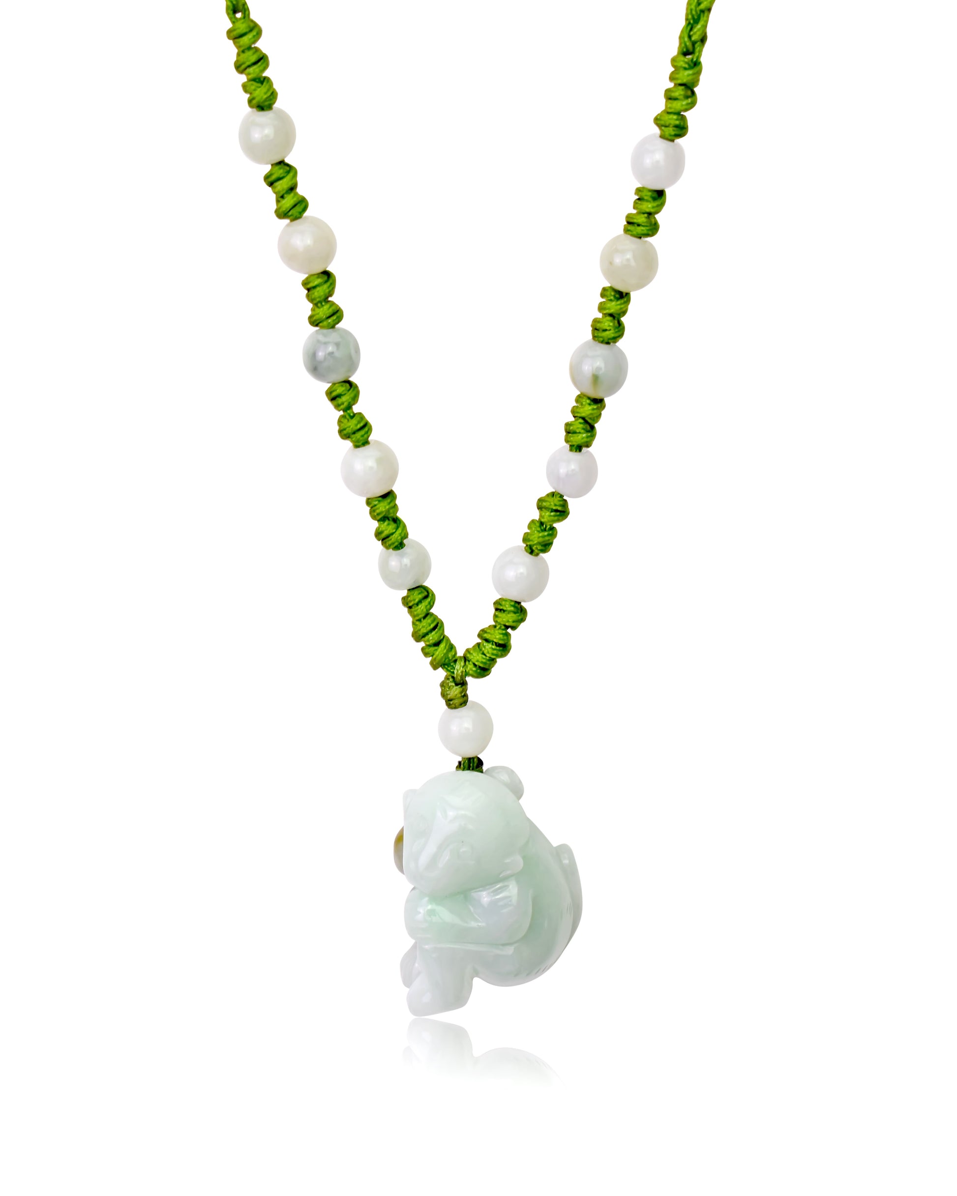 Look Great with a Monkey Chinese Zodiac Jade Pendant Necklace made with Olive Cord