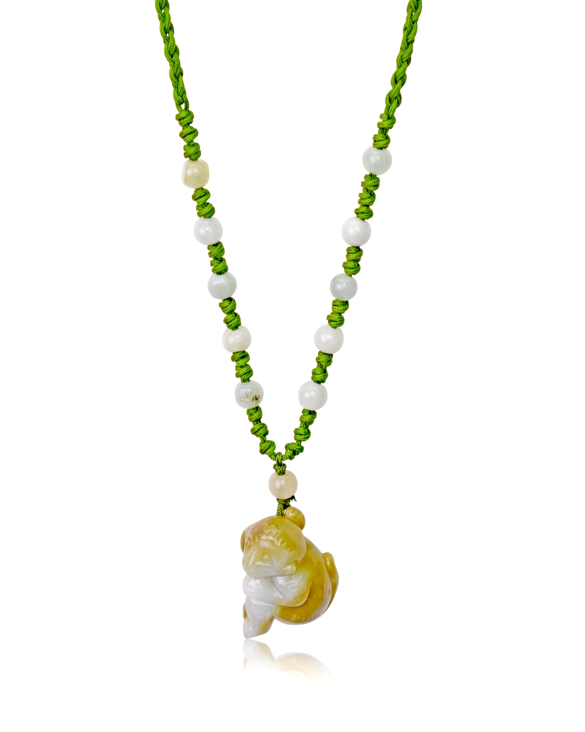 Look Great with a Monkey Chinese Zodiac Jade Pendant Necklace made with Olive Cord