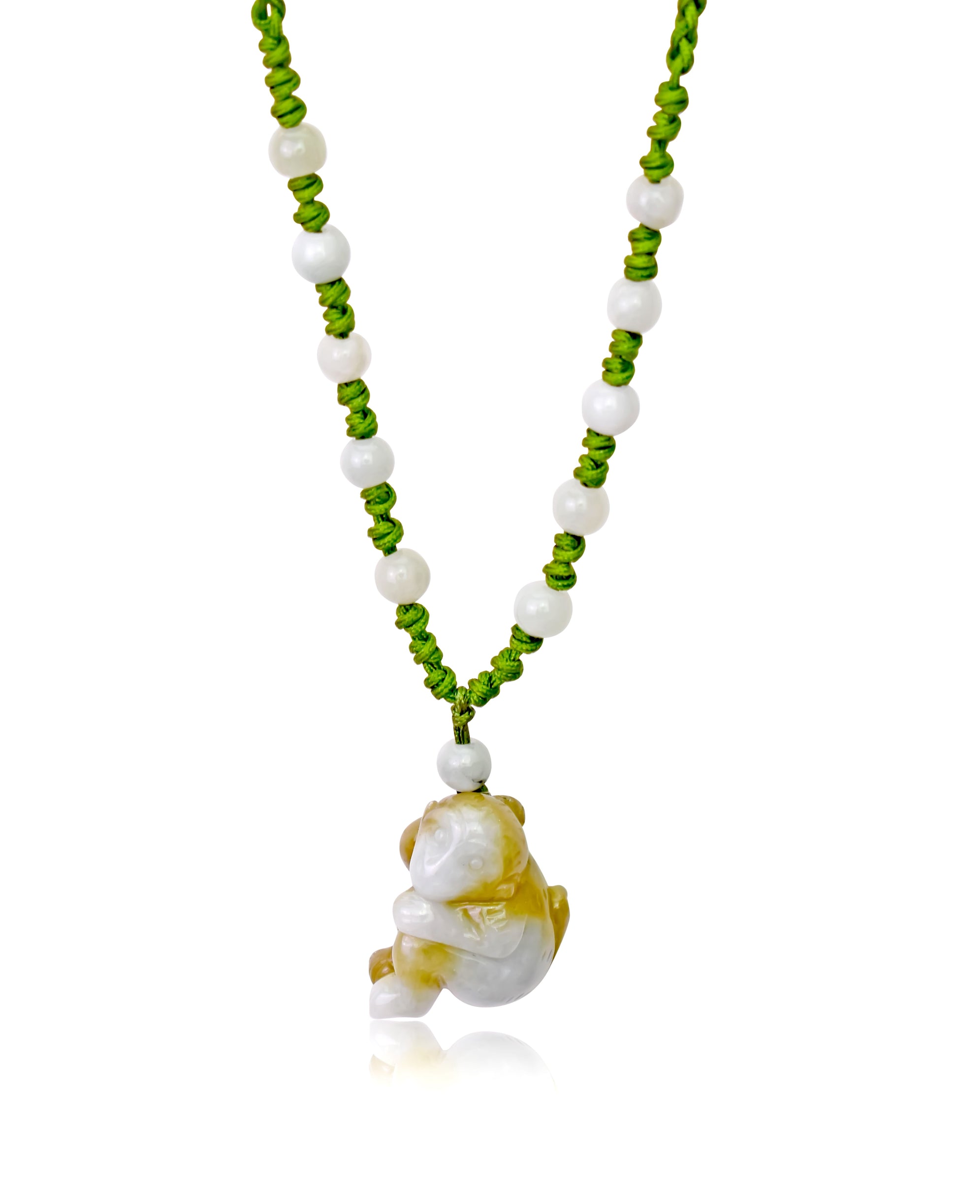 Look Great with a Monkey Chinese Zodiac Jade Pendant Necklace made with Olive Cord