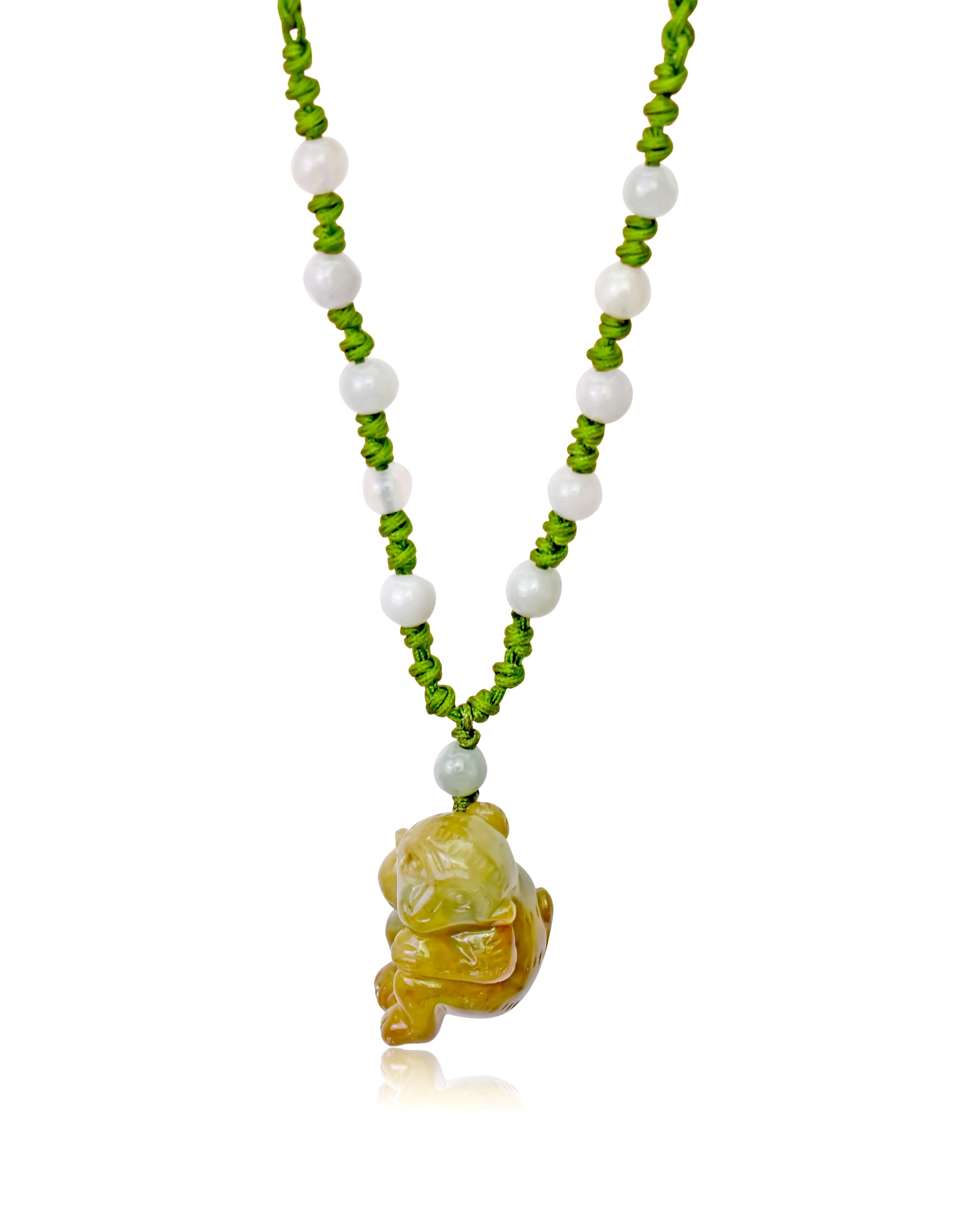 Look Great with a Monkey Chinese Zodiac Jade Pendant Necklace made with Olive Cord