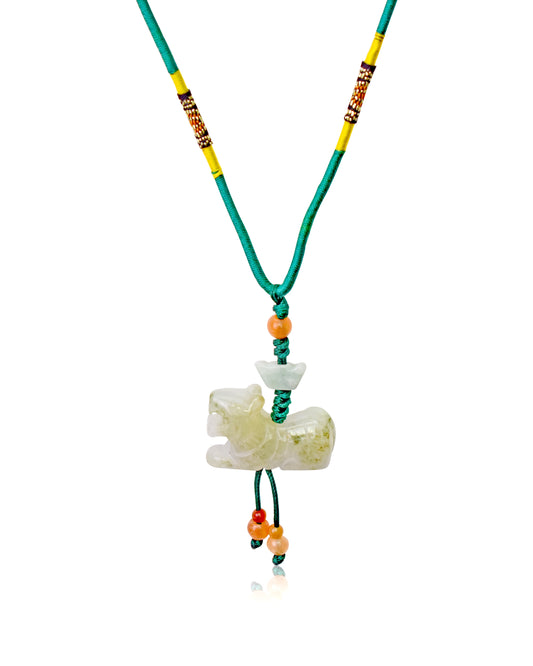 Shine with Confidence with the Tiger Chinese Zodiac Necklace made with Green Cord