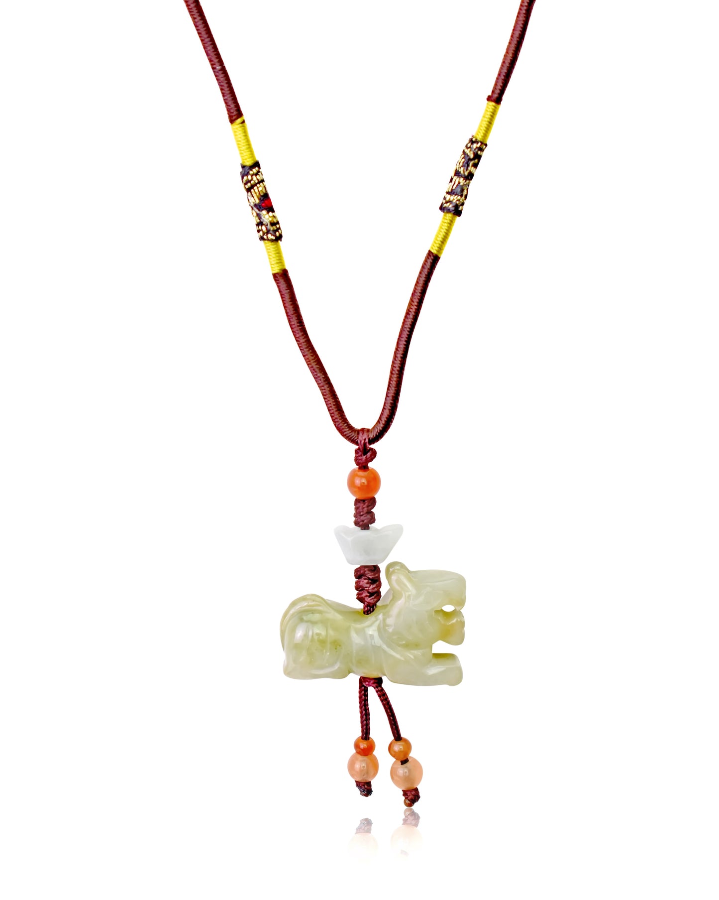 Shine with Confidence with the Tiger Chinese Zodiac Necklace made with Brown Cord