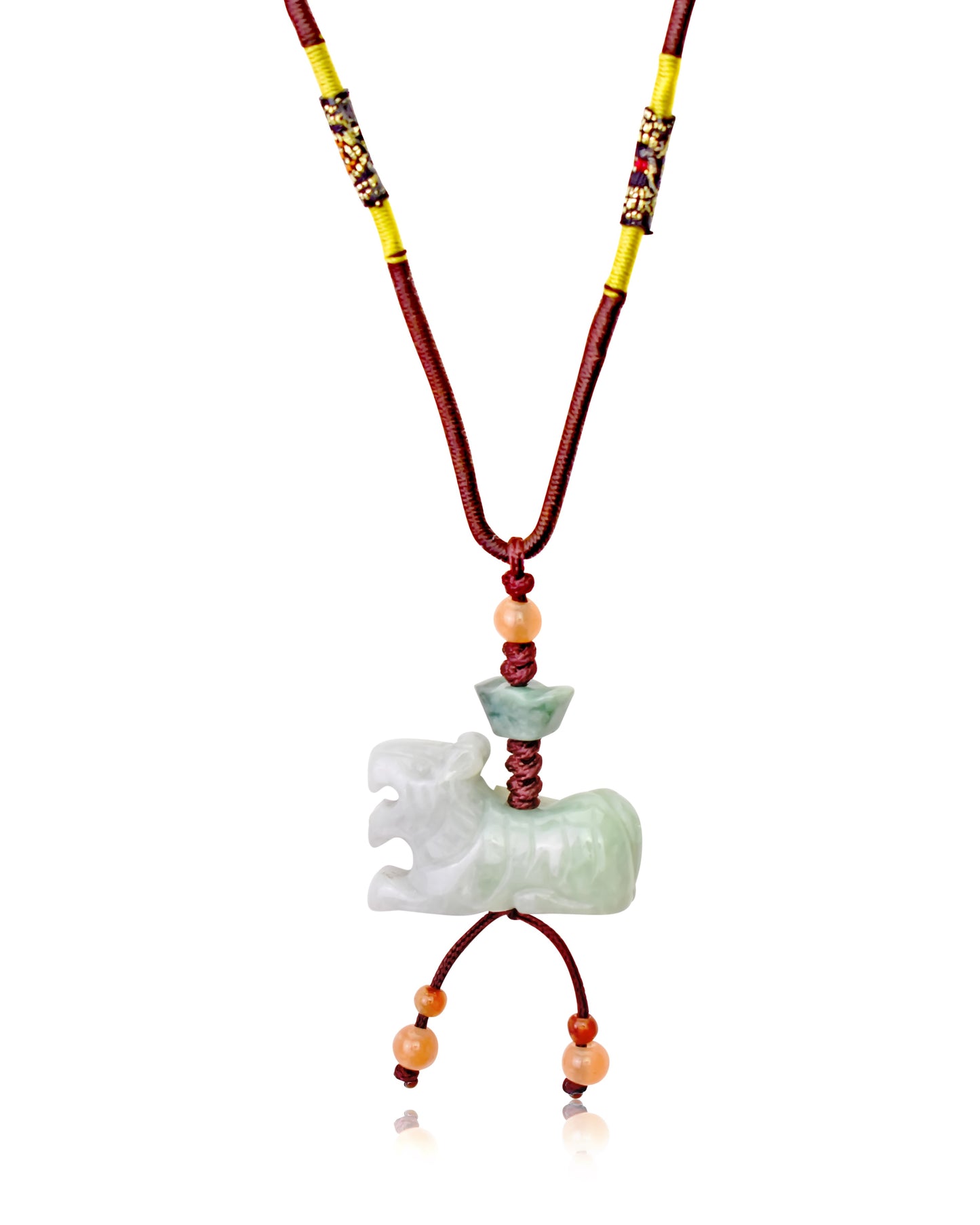 Shine with Confidence with the Tiger Chinese Zodiac Necklace made with Brown Cord