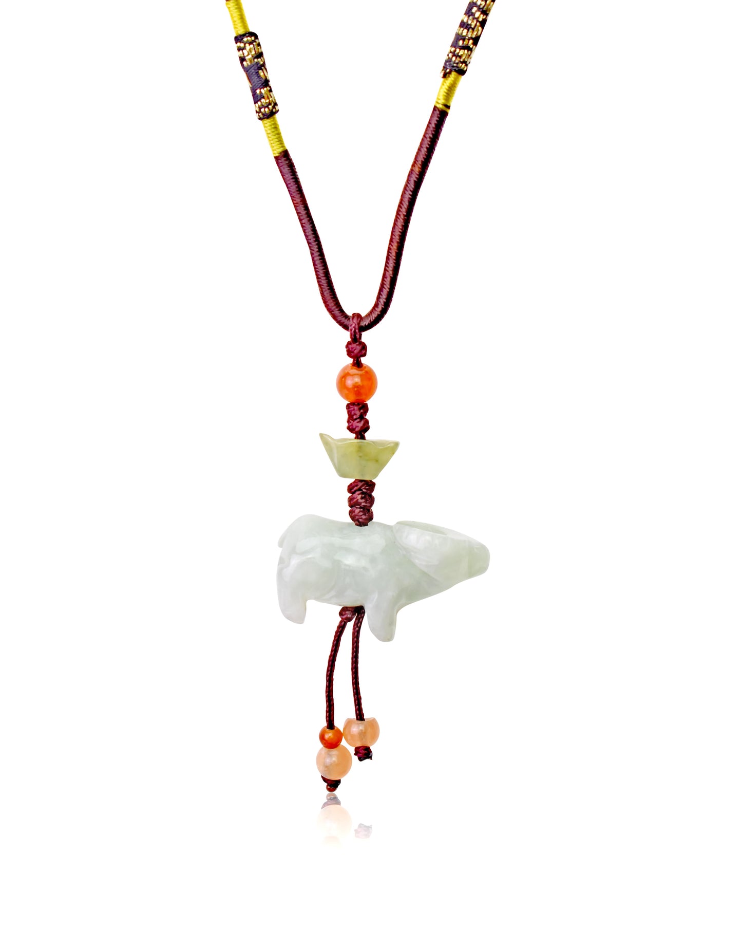 Wear Your Ox Zodiac Sign in Style with a Handmade Jade Necklace made with Brown Cord